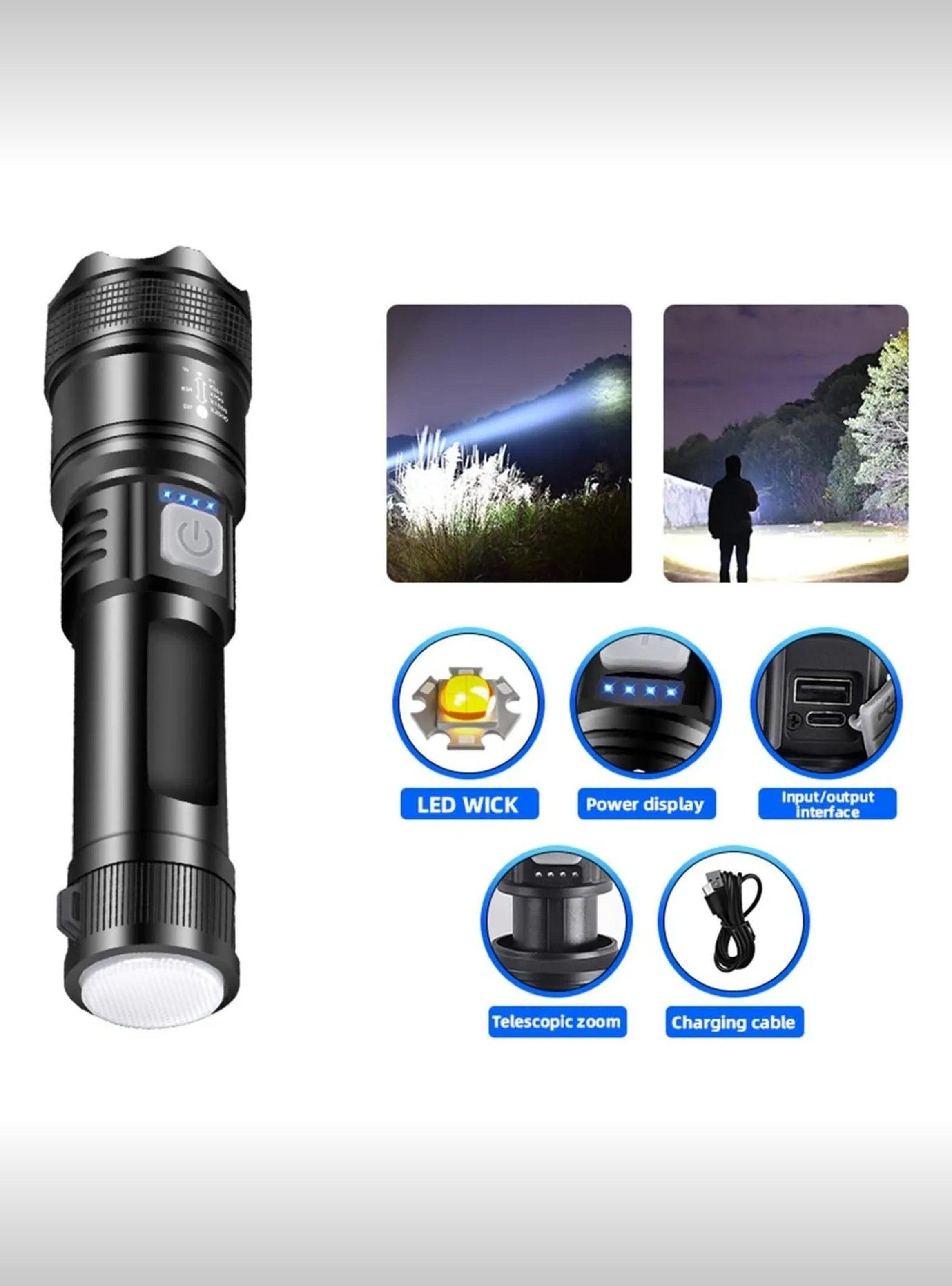 Linterna LED Recargable Zoom Ajustable Resistente Al Agua-8