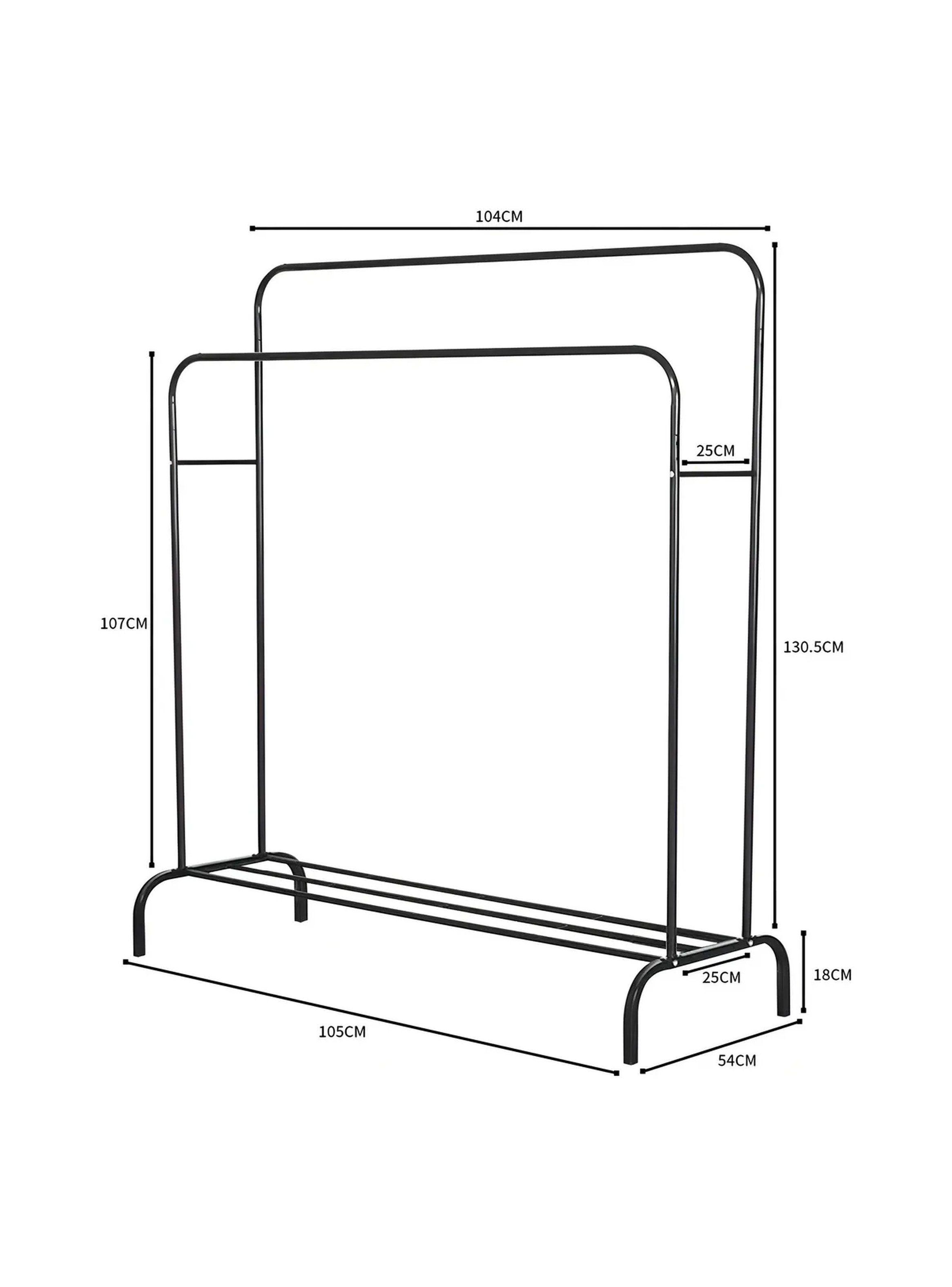 Perchero Metálico con Estante Organizador de Zapatos Negro-3