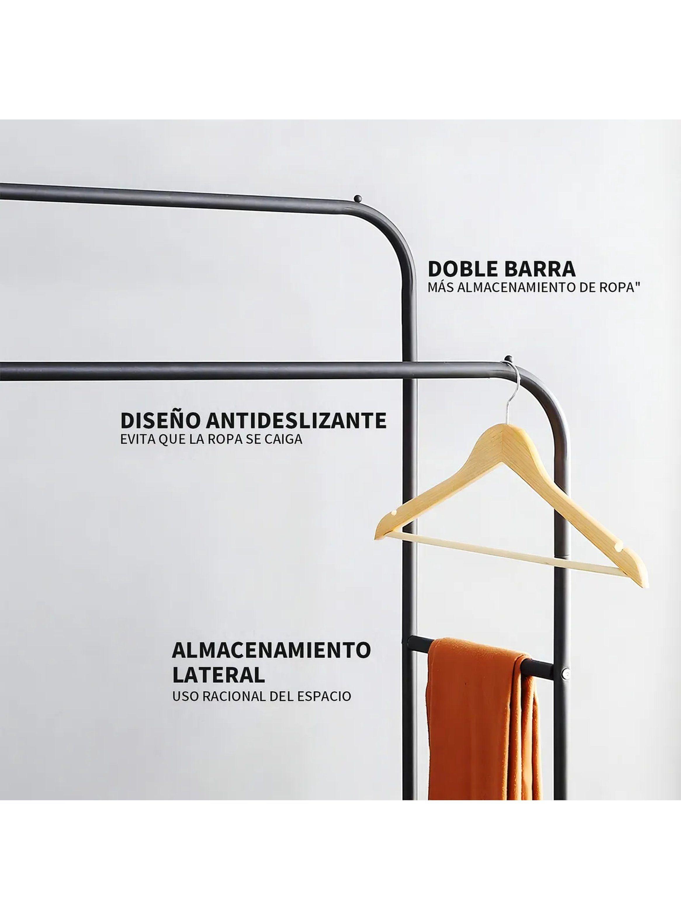 Perchero Metálico con Estante Organizador de Zapatos Negro-6