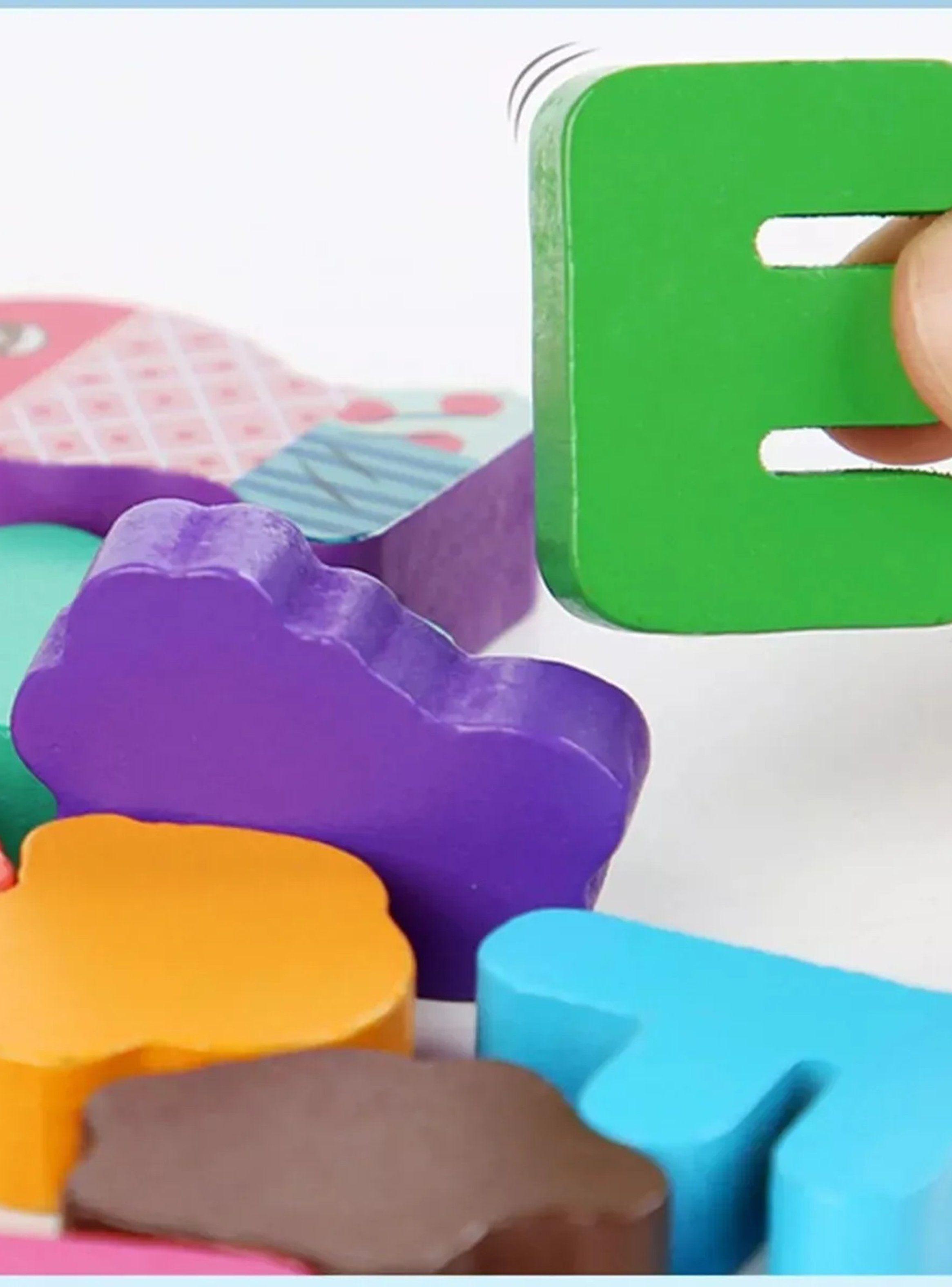 Puzzle de Madera Educativo Infantil Números y Letras Colorido-5