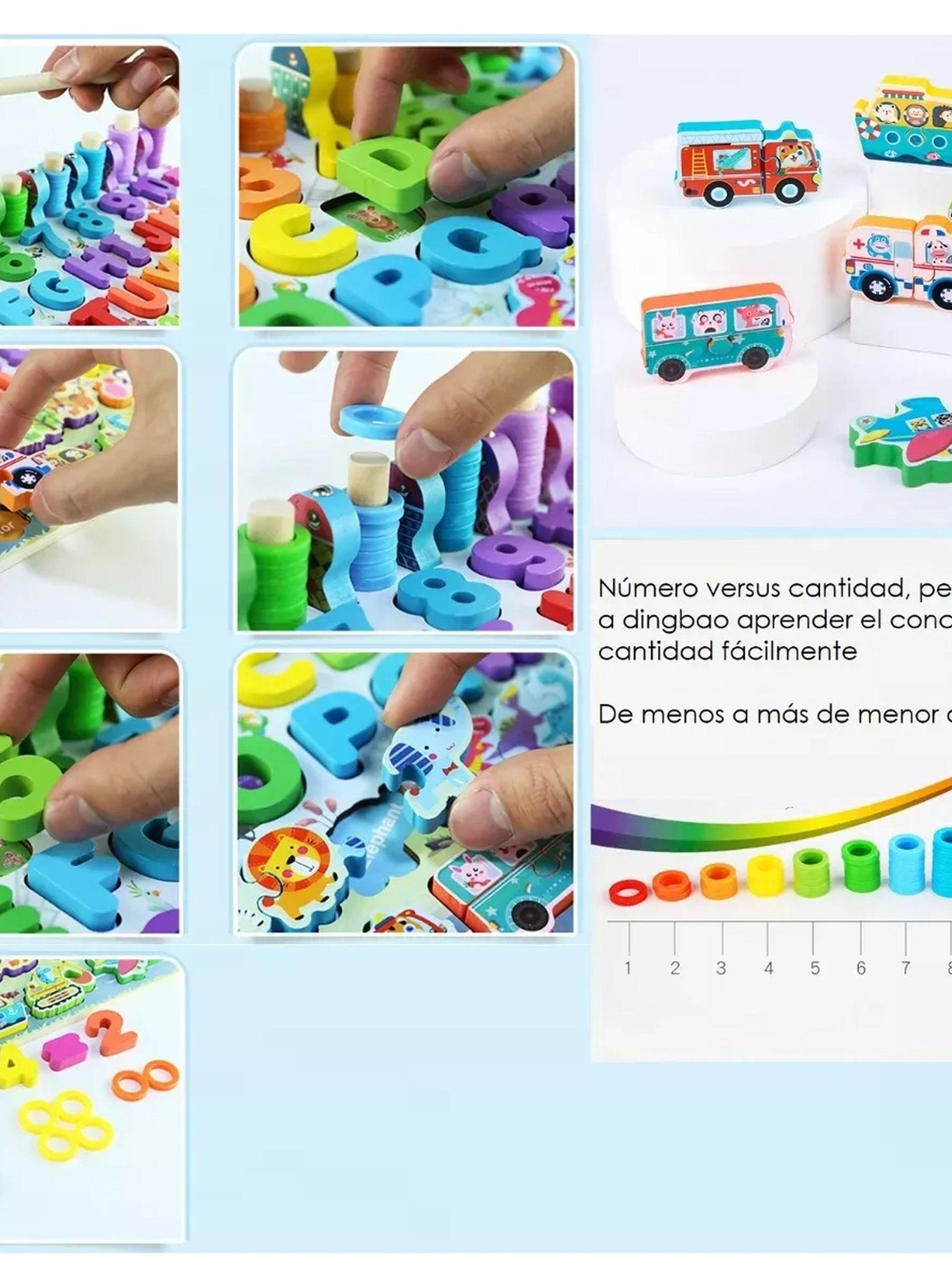Puzzle de Madera Educativo Infantil Números y Letras Colorido-6
