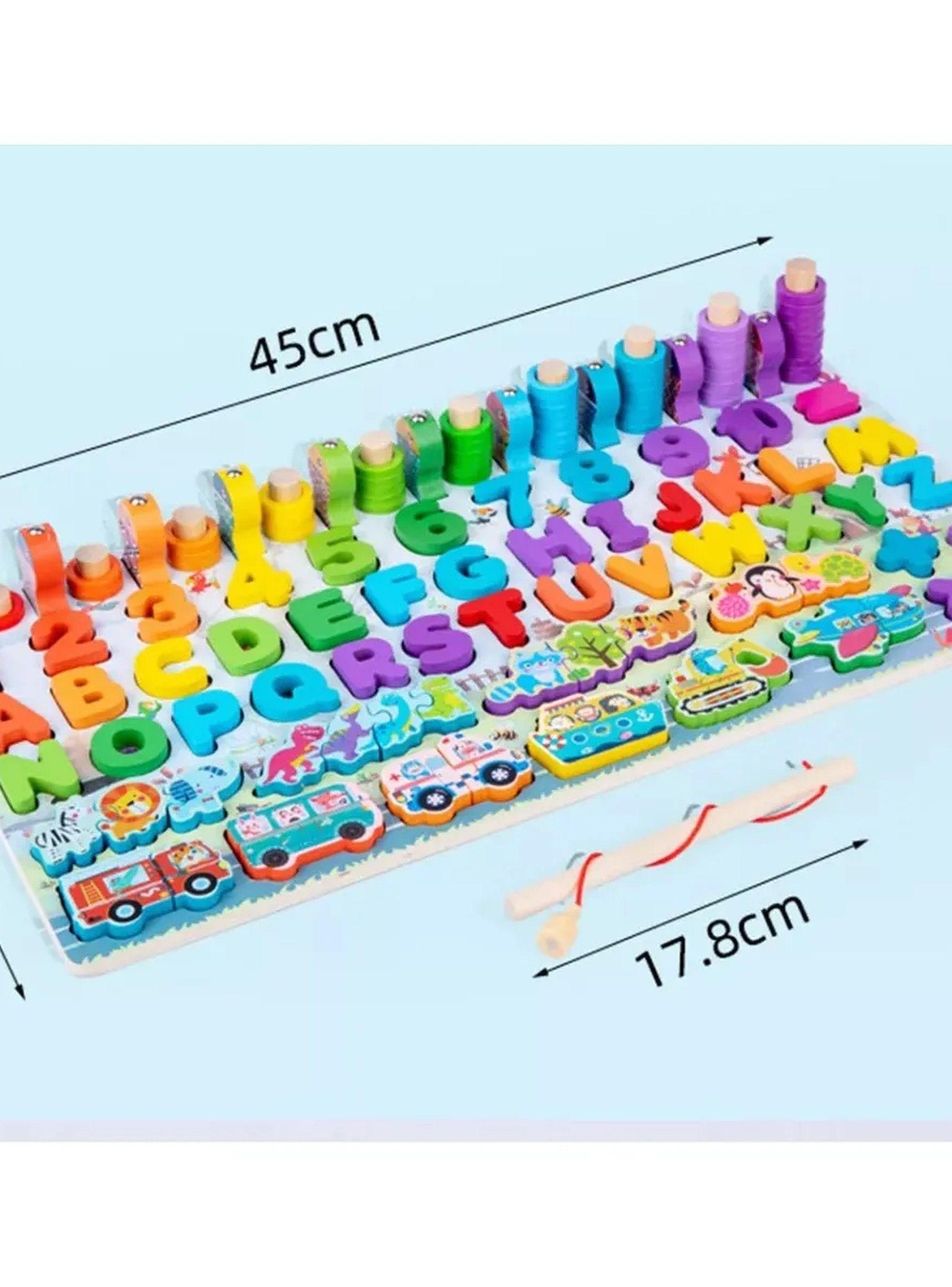 Puzzle de Madera Educativo Infantil Números y Letras Colorido-8