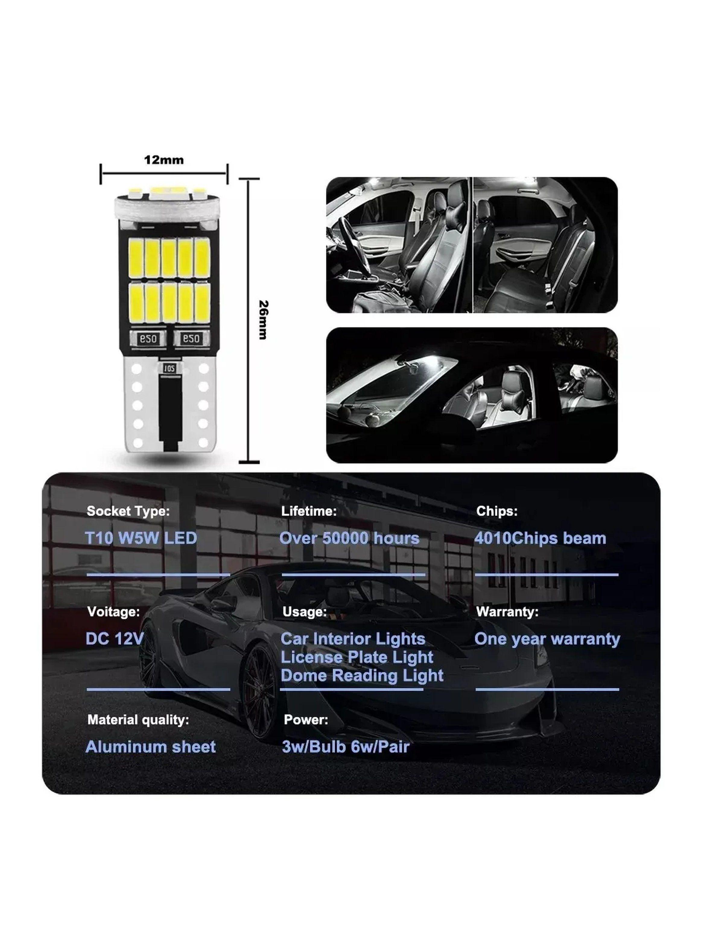 Bombillas LED T10 W5W Super Brillantes Chips 4014 Blanco-5