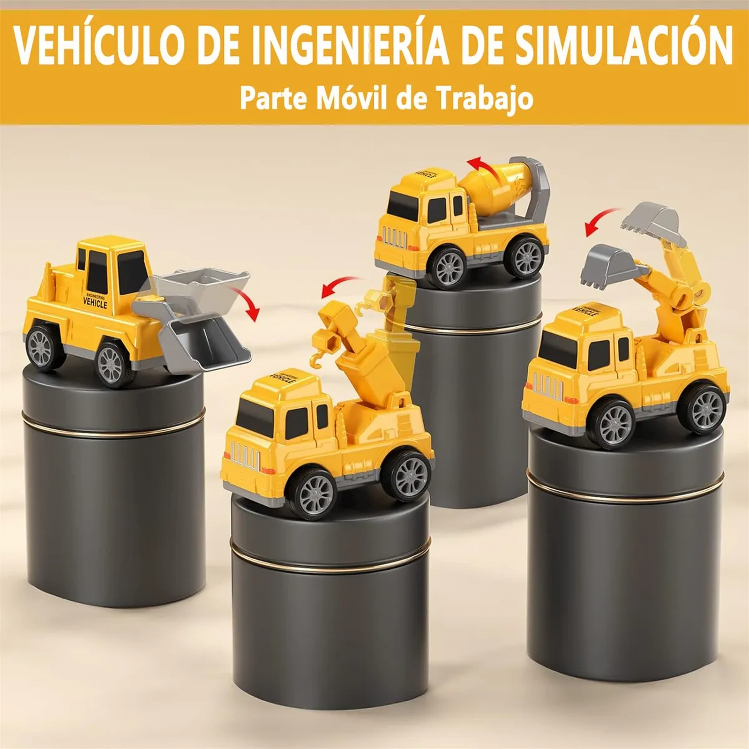 Camión de Juguete de Ingeniería con Sonido y Luz Vehículos Fricción ABS-5