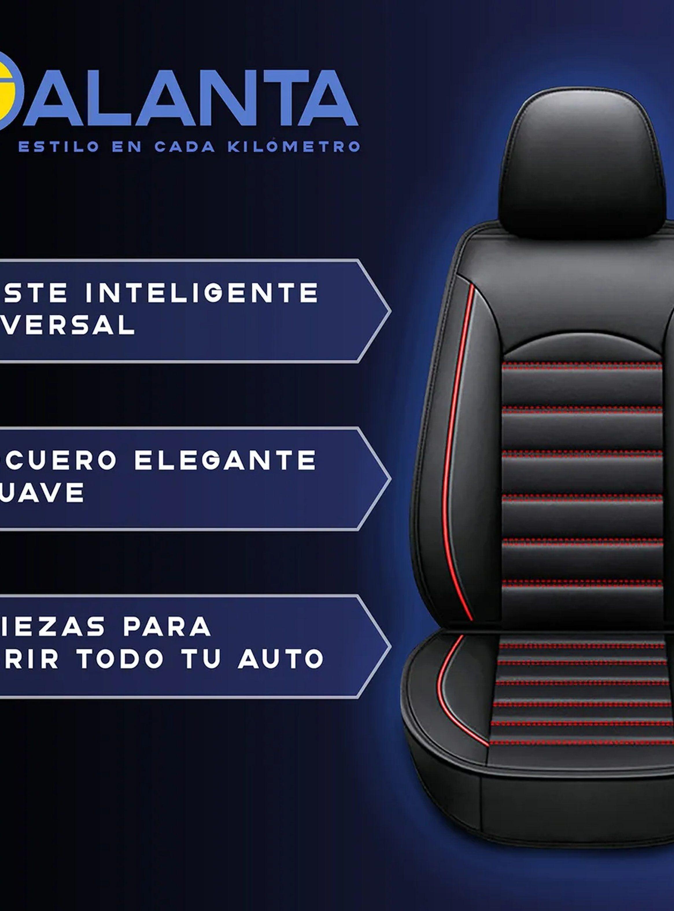 Fundas de Asientos de Auto Universales Cuero Negro y Rojo Ajustables-2