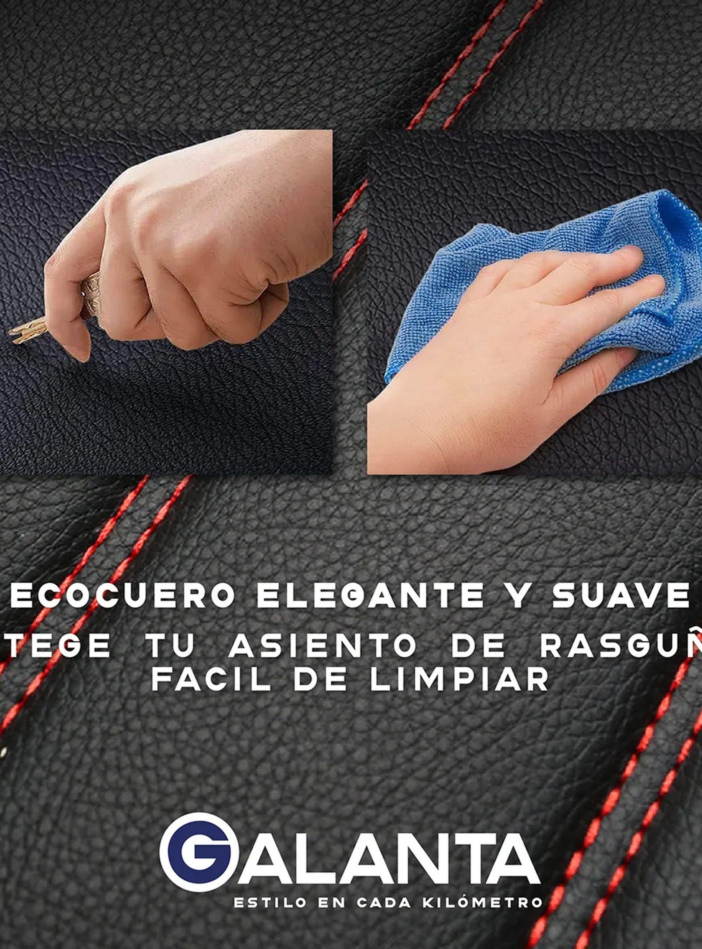 Fundas de Asientos de Auto Universales Cuero Negro y Rojo Ajustables-5
