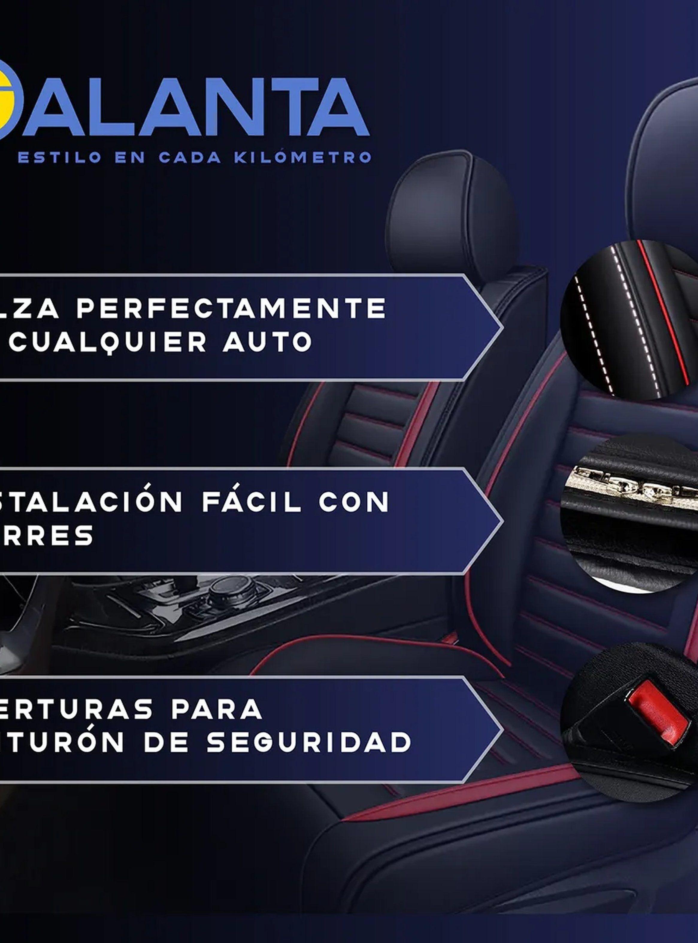 Fundas de Asientos de Auto Universales Cuero Negro y Rojo Ajustables-6
