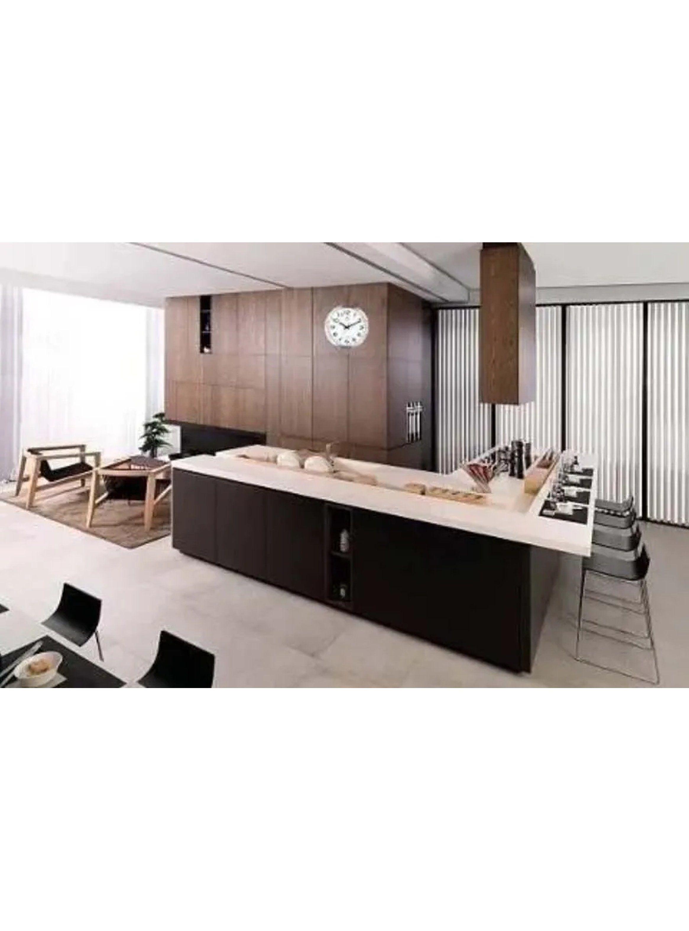 Reloj de Pared Redondo Marco Metálico Blanco y Plata-4