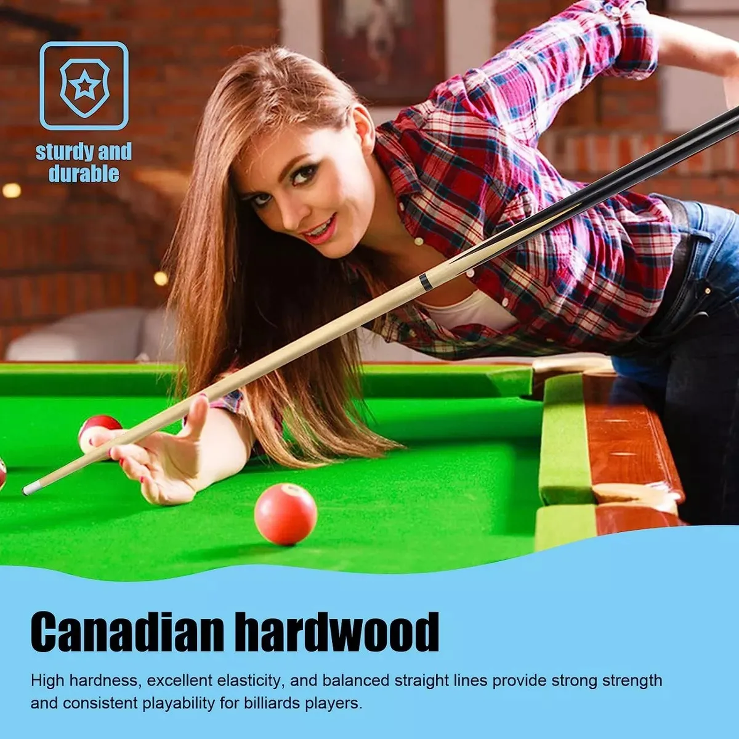 Taco de Billar 145cm Madera de Arce Punta de Cuero 13mm -7
