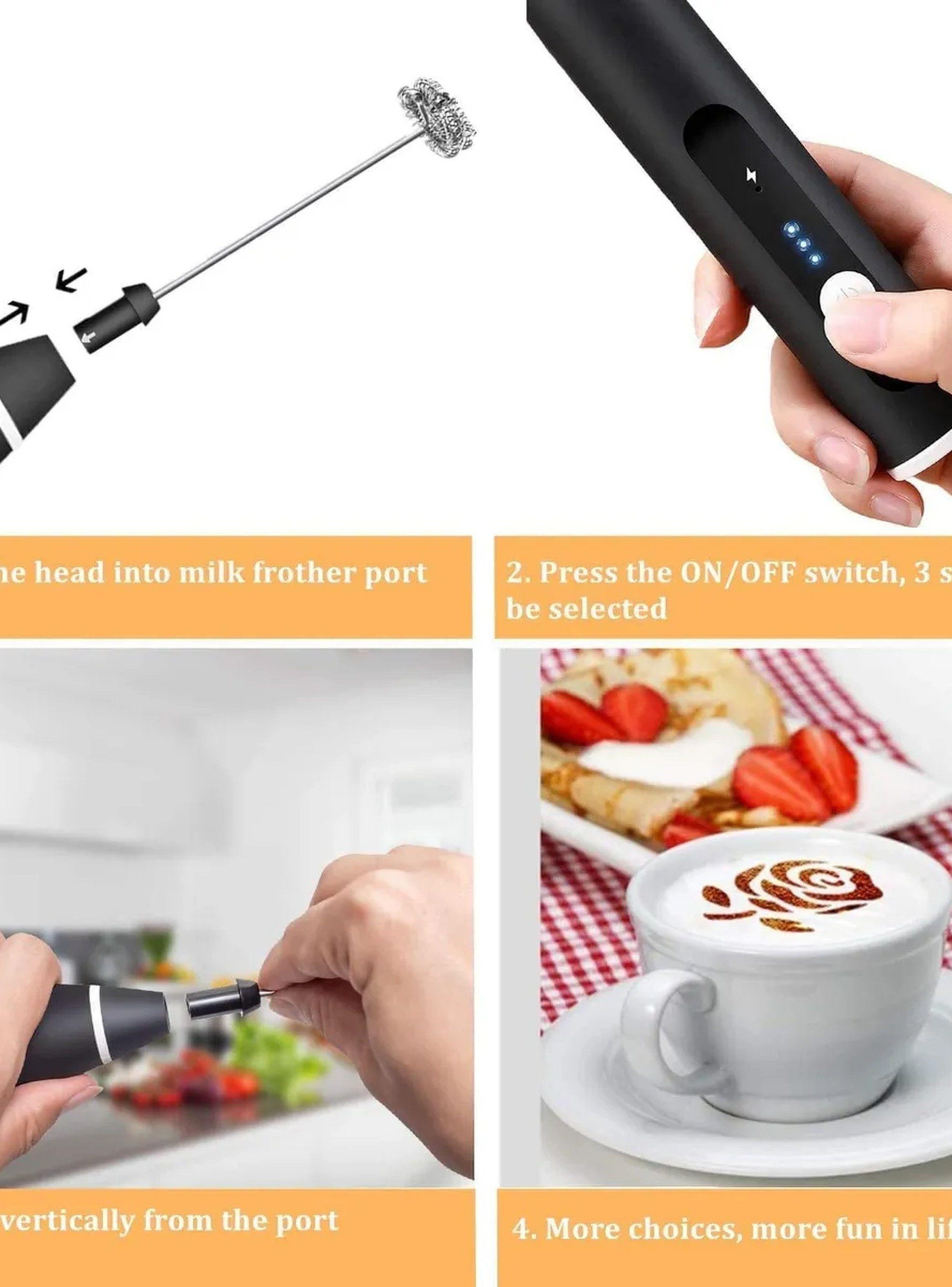 Espumador Eléctrico de Leche Portátil Multifunción Negro Recargable-6