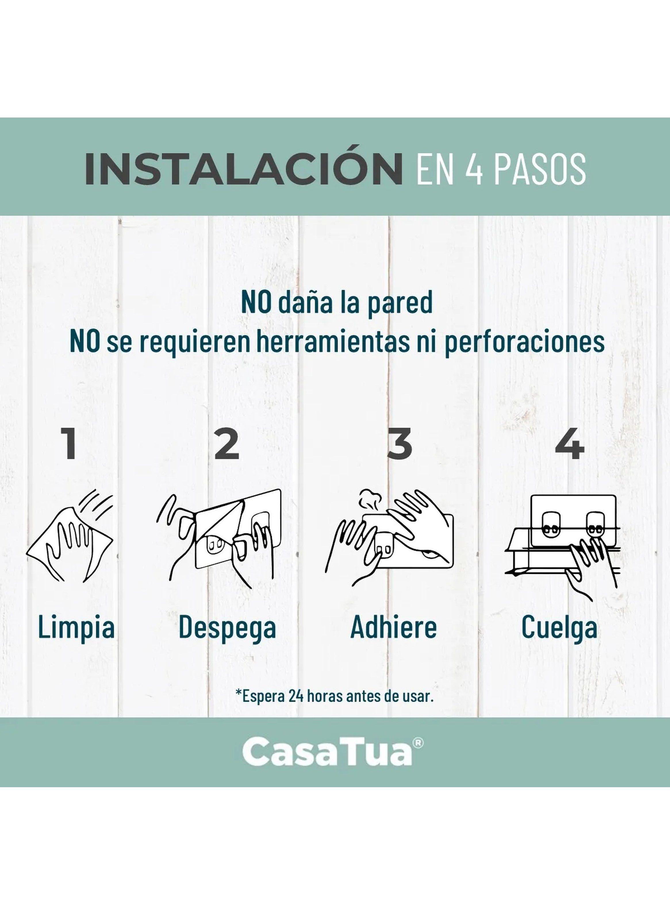 Estante Adhesivo de Baño con Ganchos Metálico Negro Antióxido-4