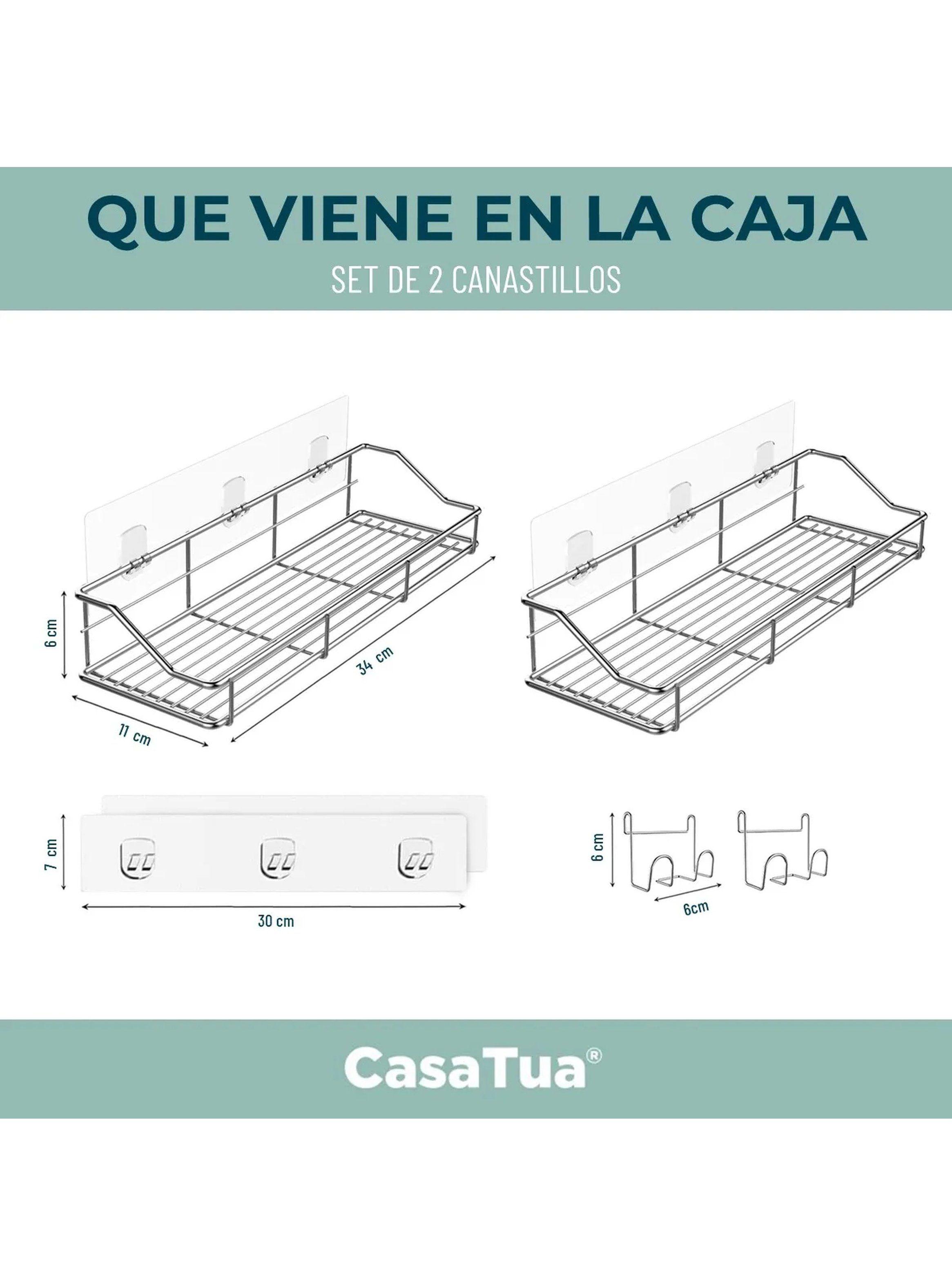 Estante Adhesivo de Baño con Ganchos Metálico Negro Antióxido-5