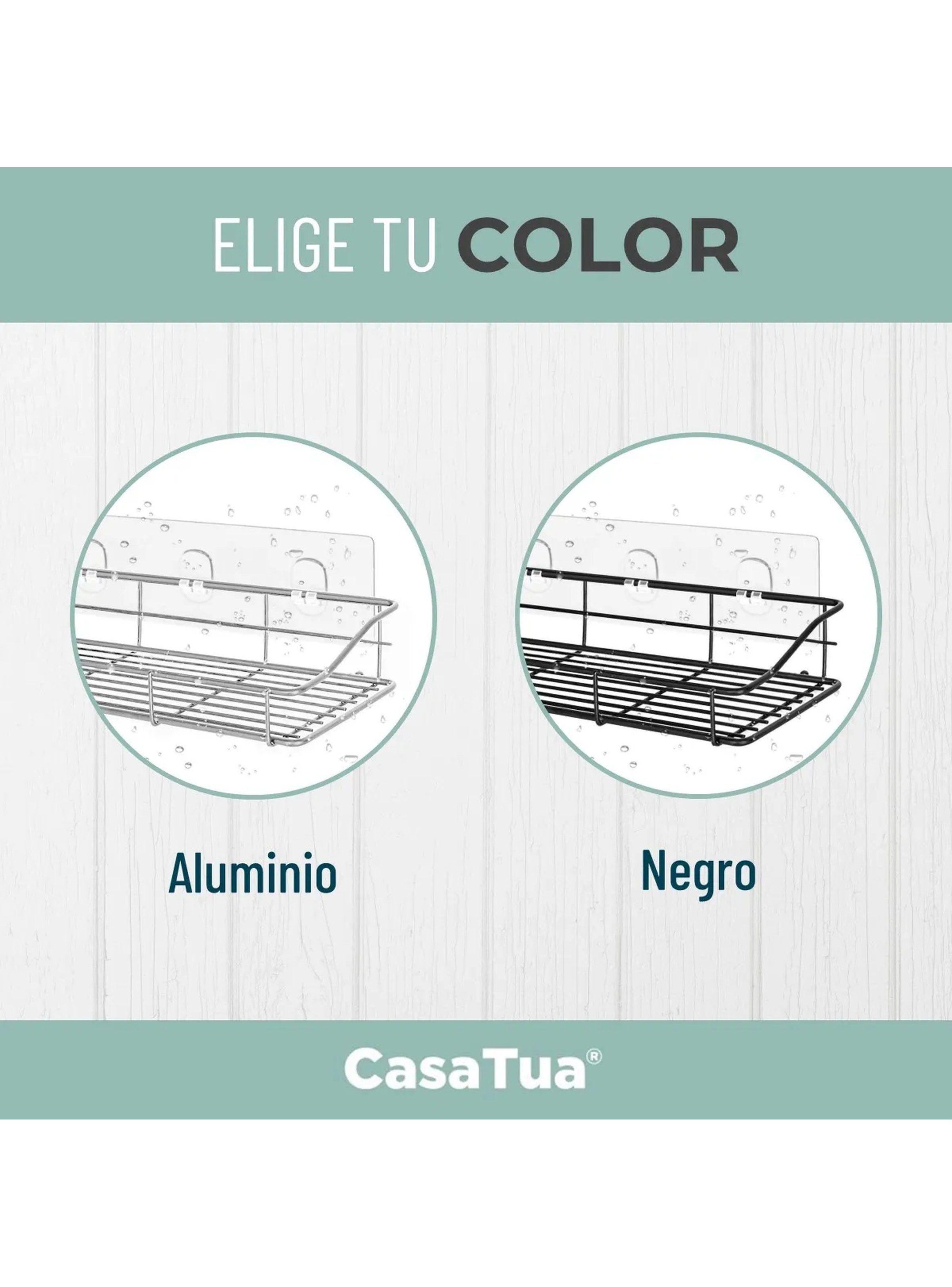 Estante Adhesivo de Baño con Ganchos Metálico Negro Antióxido-6