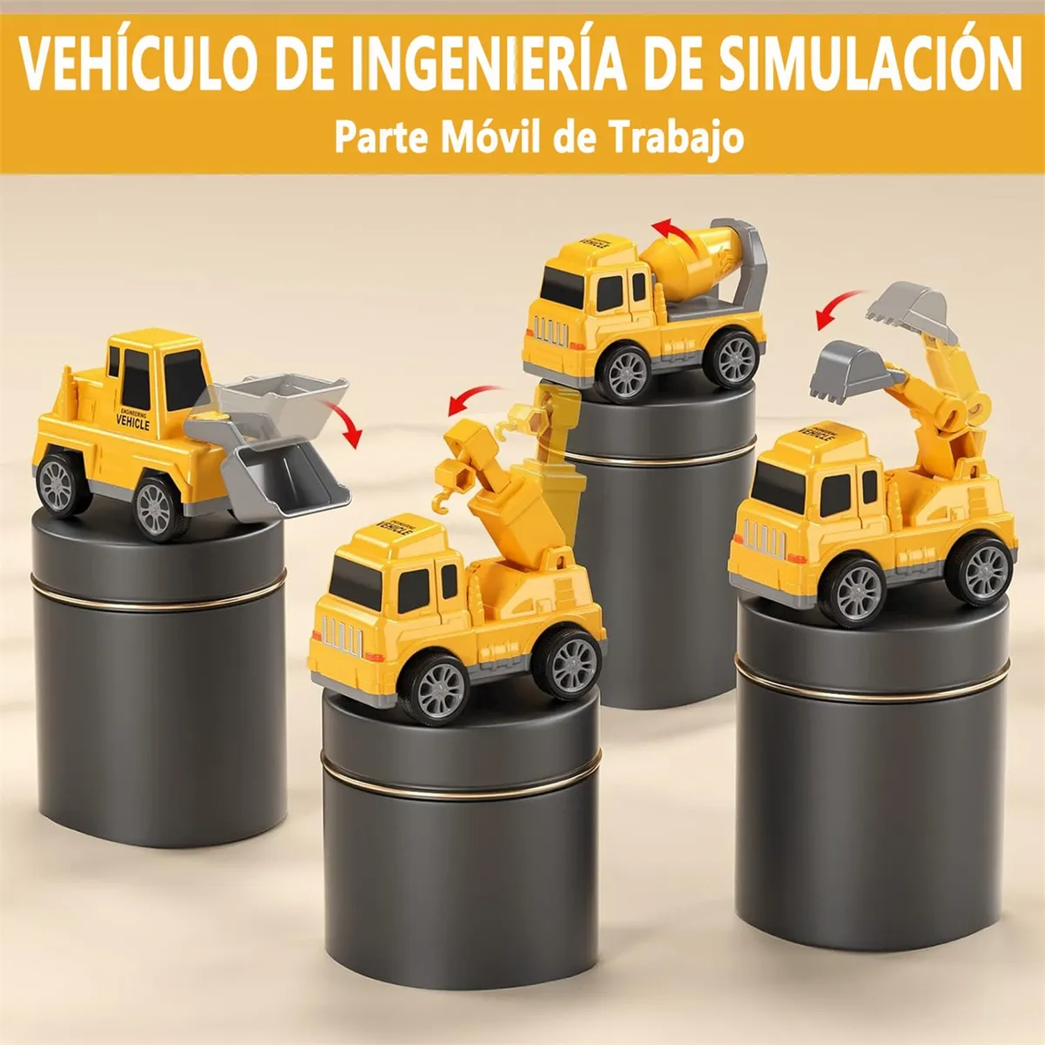 Camión de Juguete Infantil con Mini Vehículos de Ingeniería y Sonido Iluminado-5