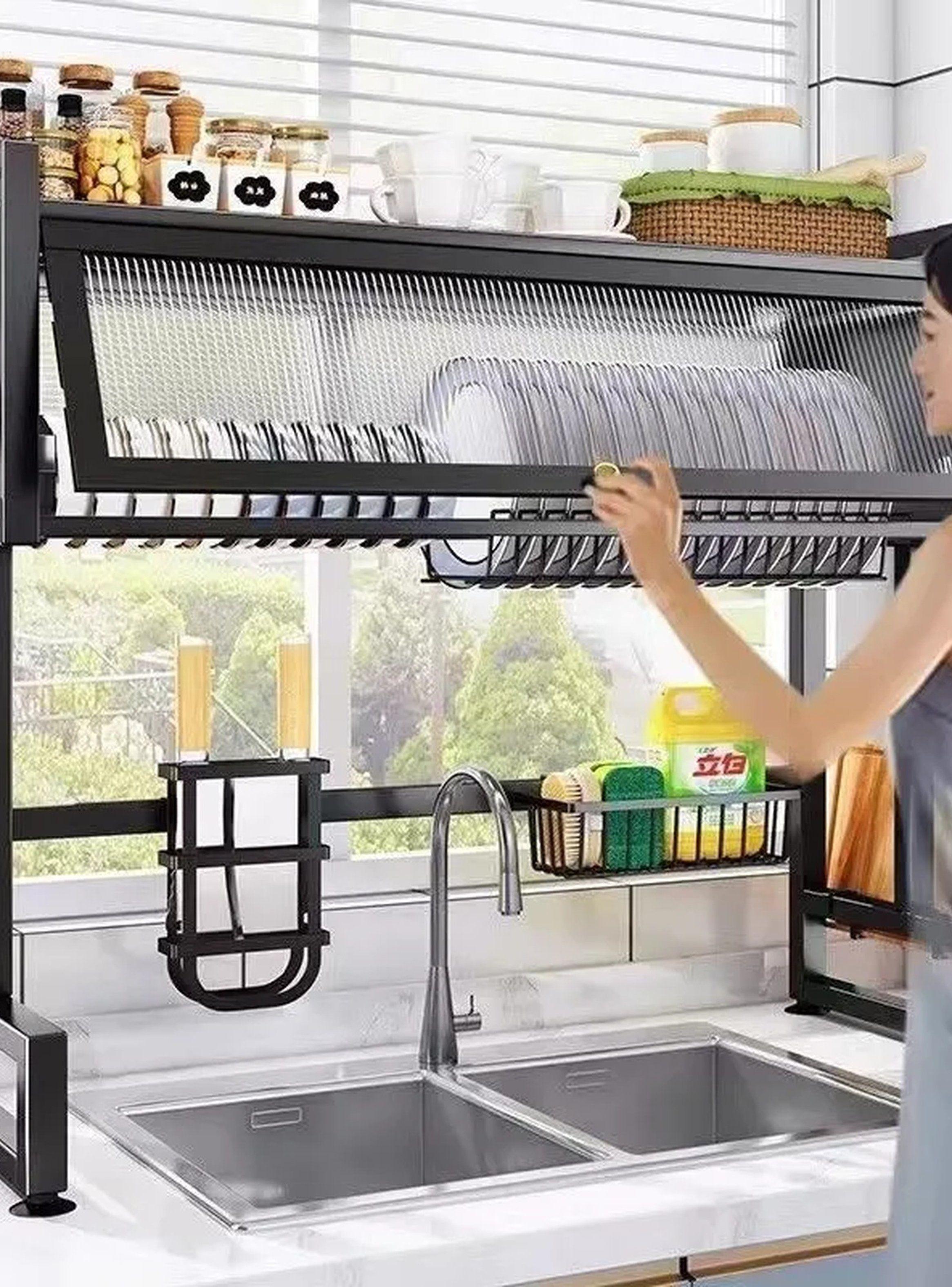 Secador De Platos Sobre Fregadero Acero Ajustable 85cm-4