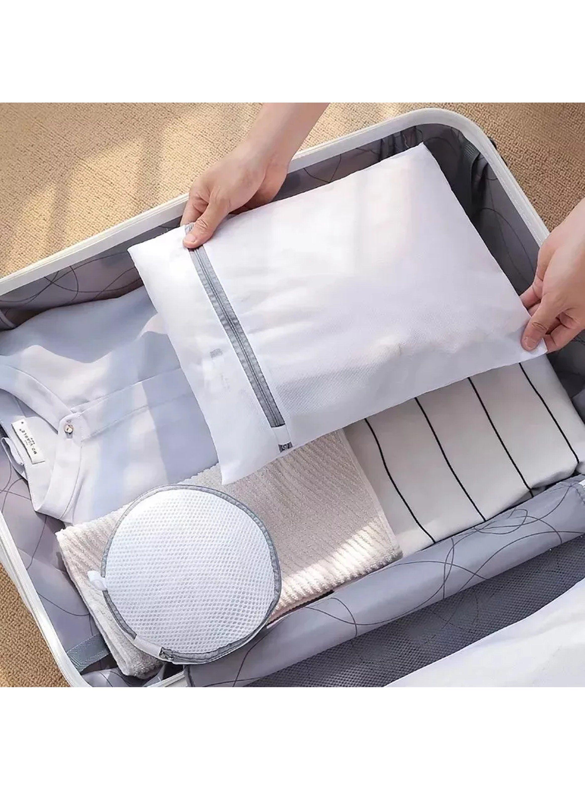 Bolsas de Lavado de Ropa Reutilizables Malla Blanca Con Cremallera-2