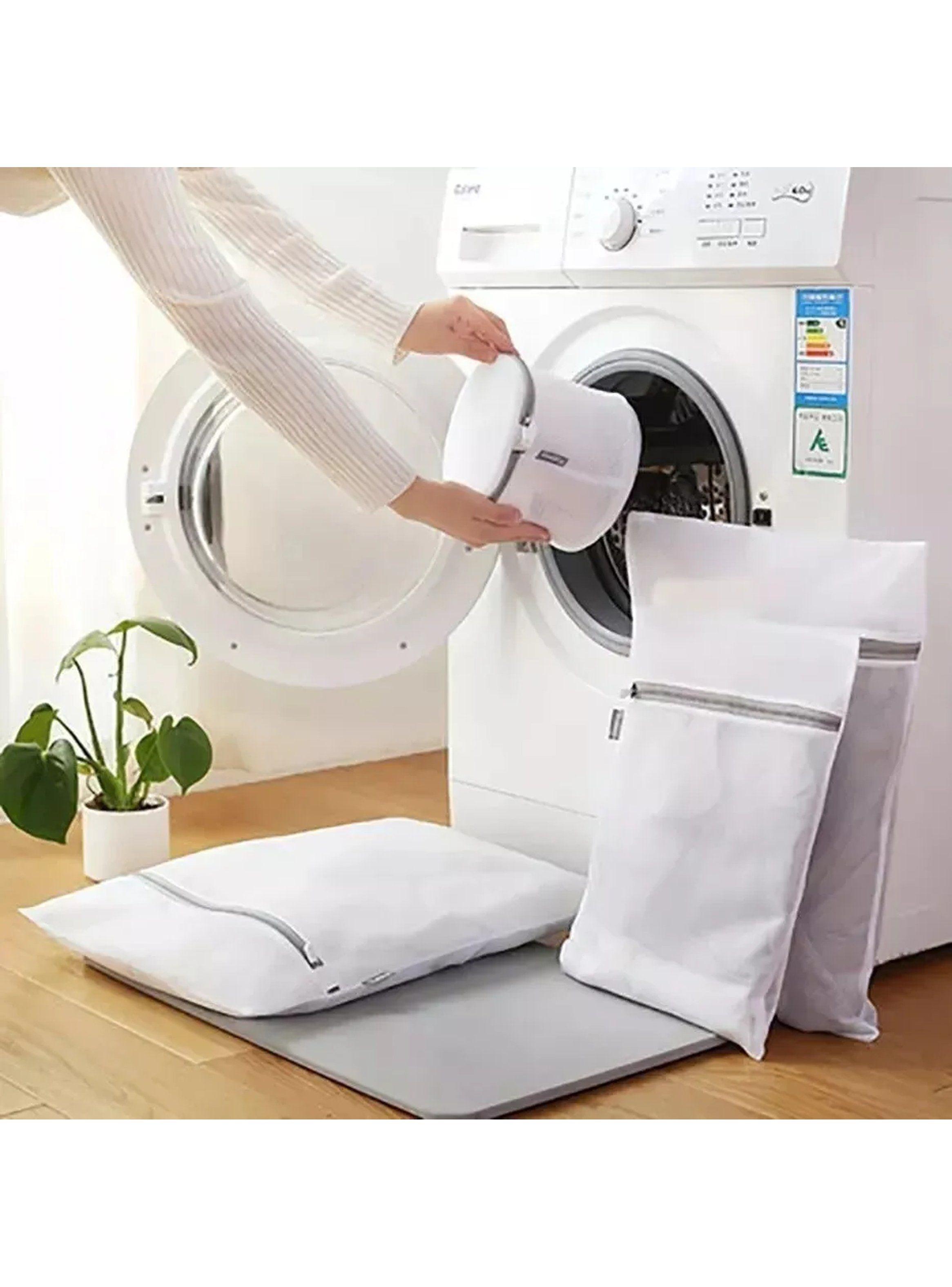 Bolsas de Lavado de Ropa Reutilizables Malla Blanca Con Cremallera-3