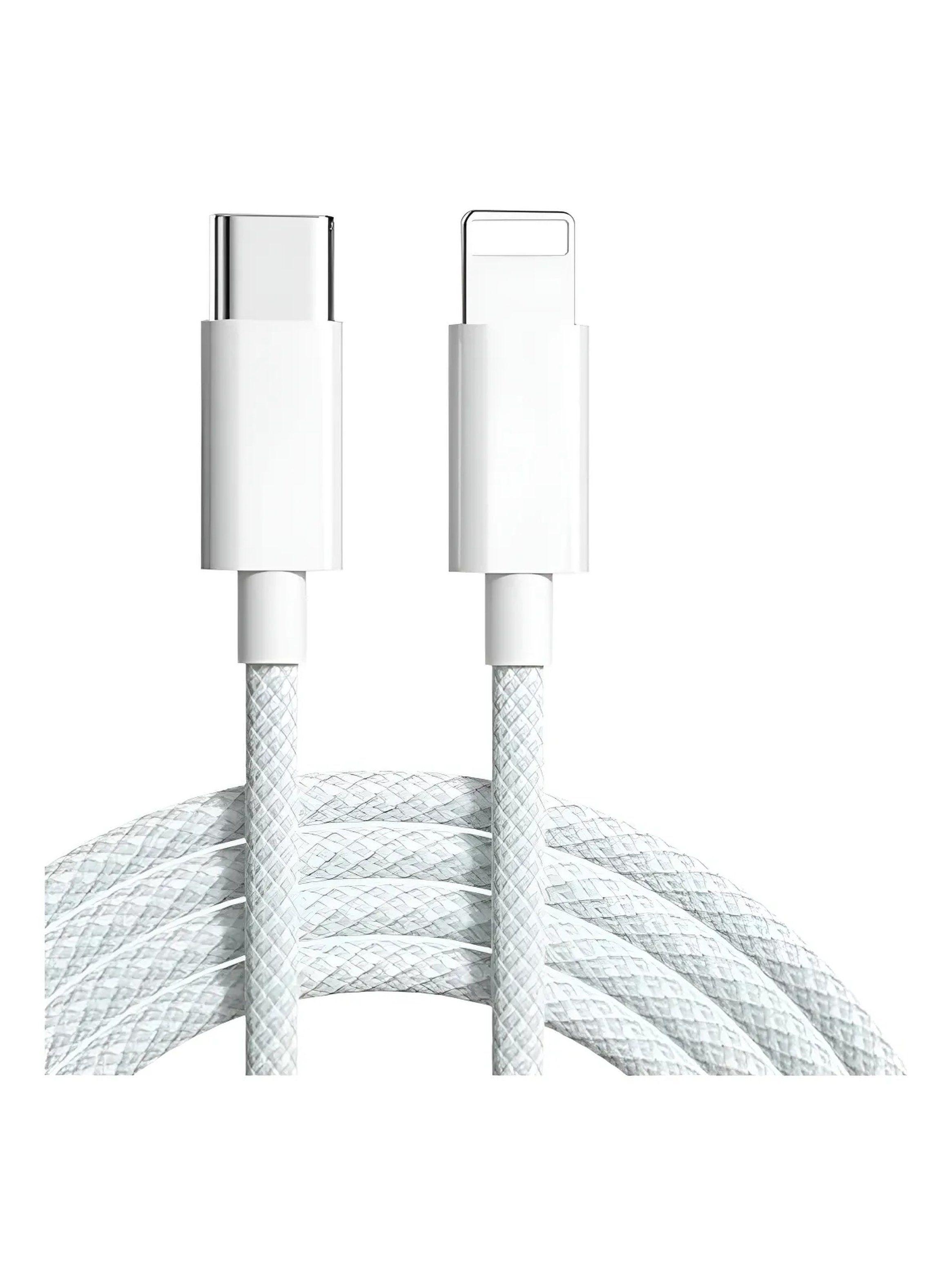 Cable USB-C a Lightning Nylon Trenzado Blanco 1M-0