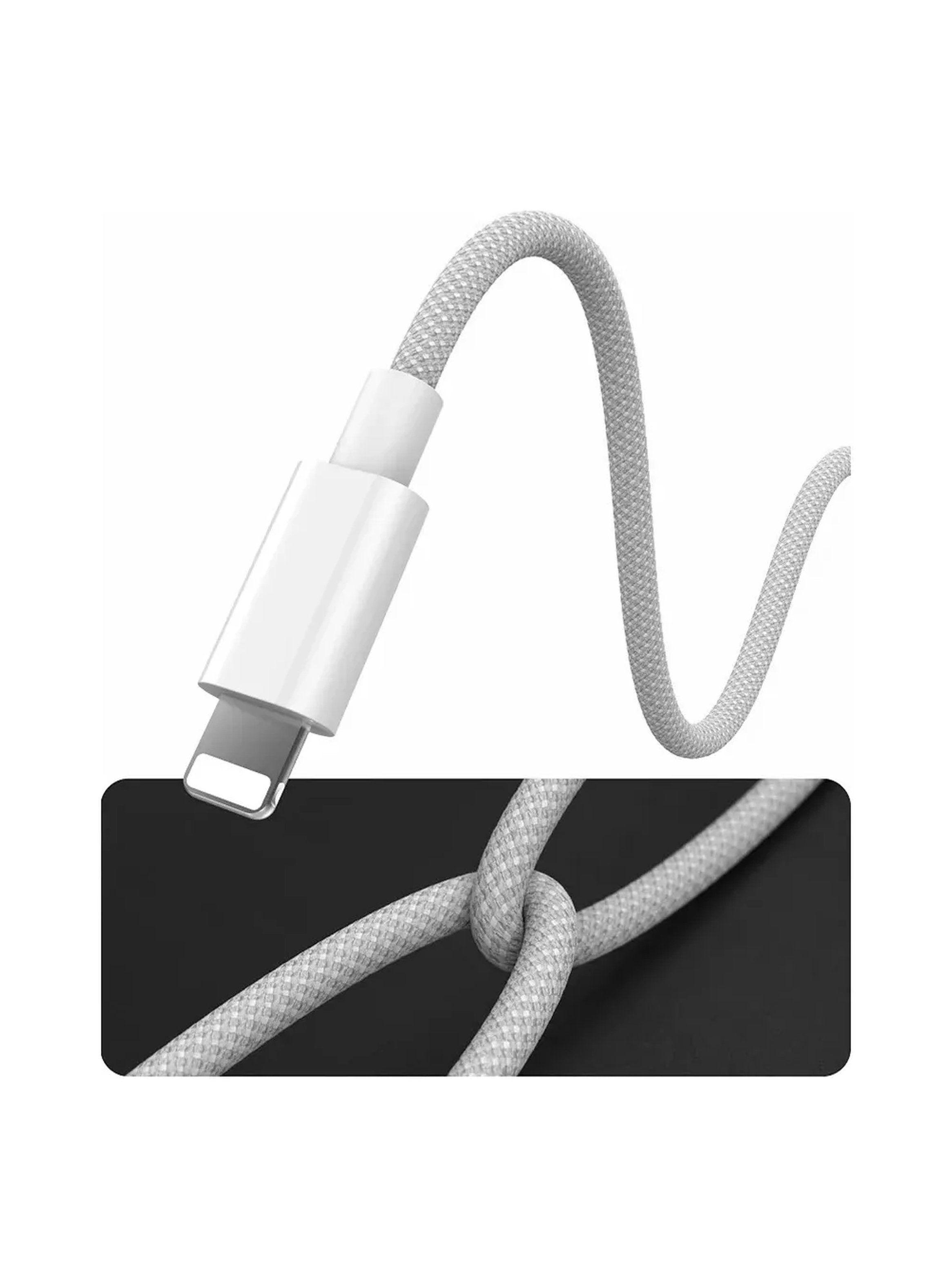 Cable USB-C a Lightning Nylon Trenzado Blanco 1M-3
