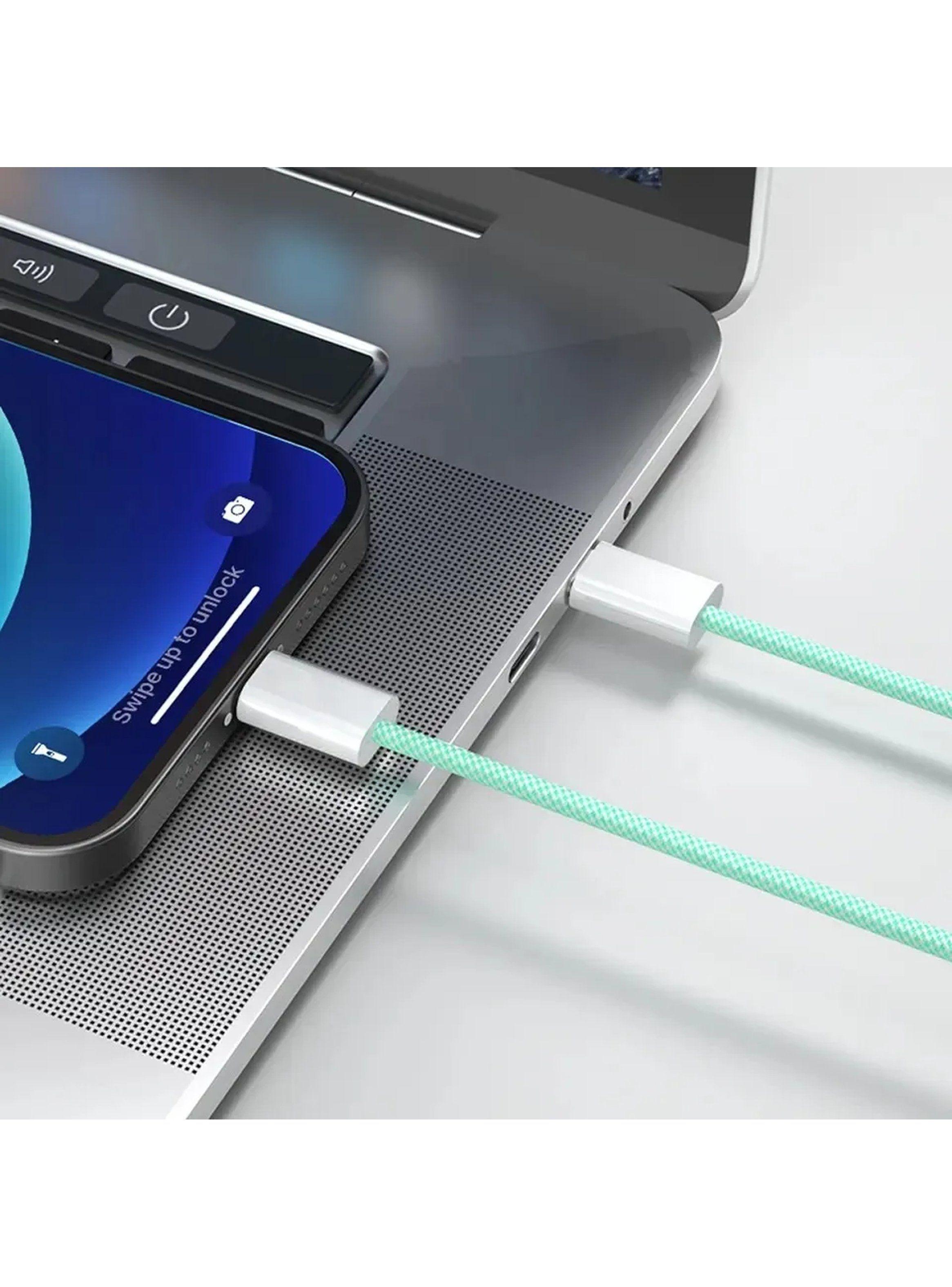 Cable USB-C a Lightning Nylon Trenzado Blanco 1M-5