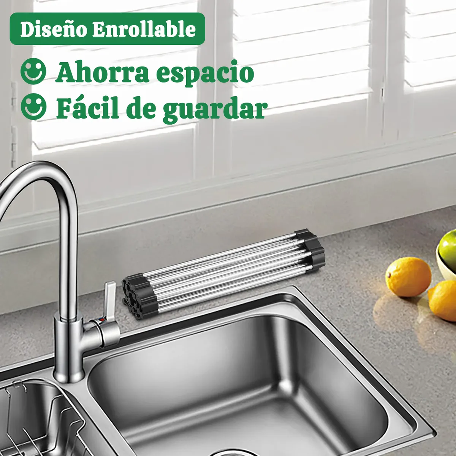 Escurreplatos de Acero Carbono 2 Niveles con Drenaje Giratorio y Soporte para Utensilios-6