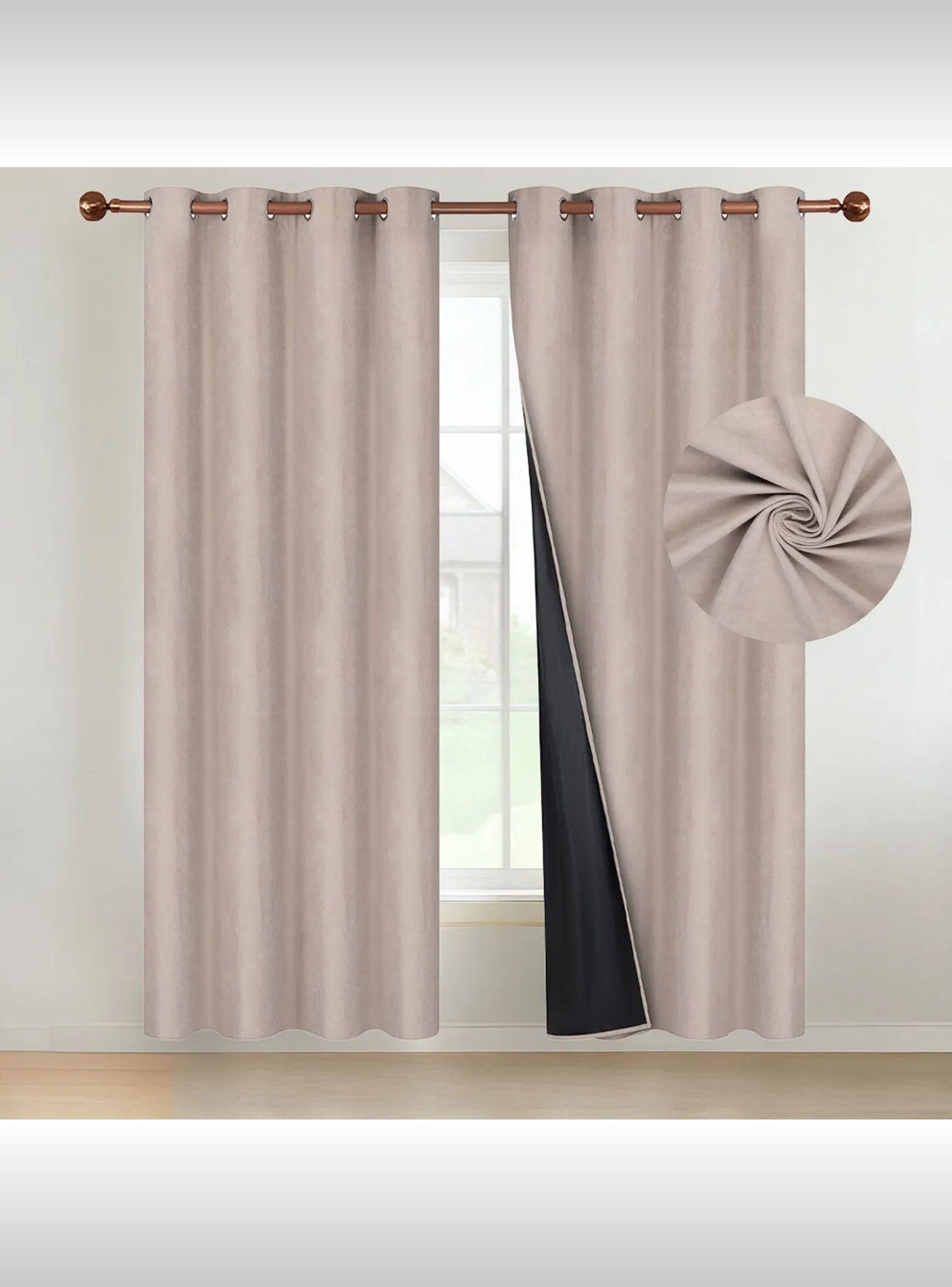 Cortinas Opacas 100% Blackout 2 Piezas 135x220 cm Beige-0