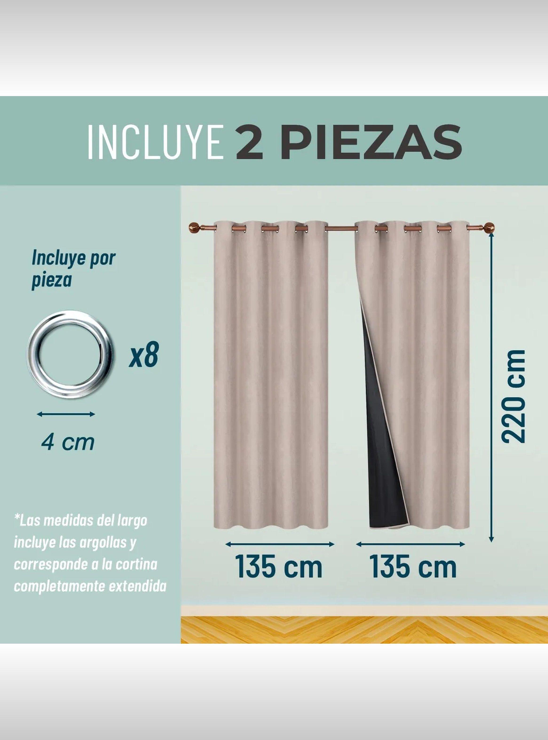 Cortinas Opacas 100% Blackout 2 Piezas 135x220 cm Beige-2