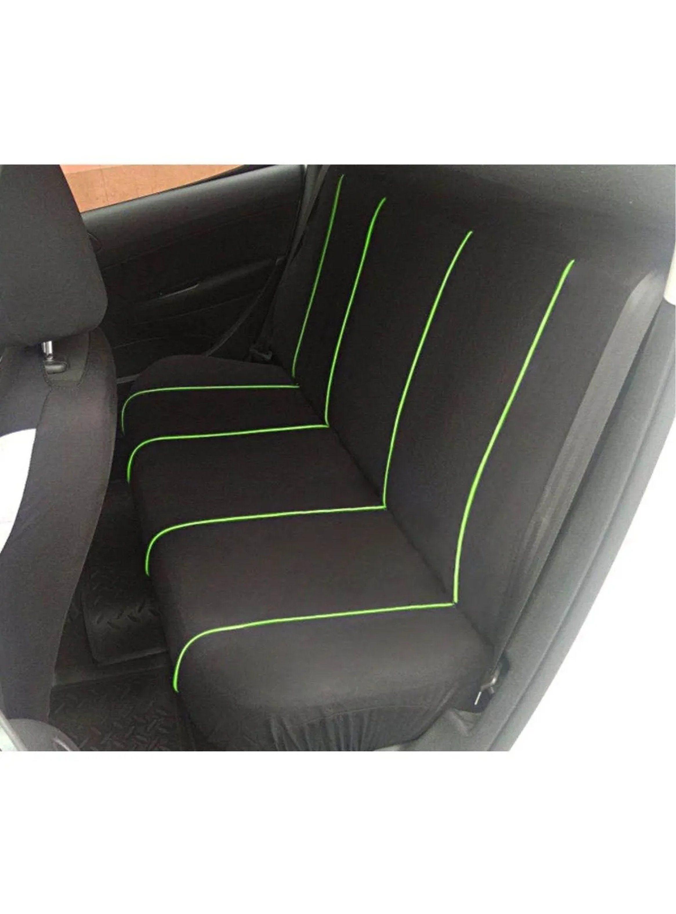 Fundas de Asientos de Auto Universales Tela Negro y Verde-3