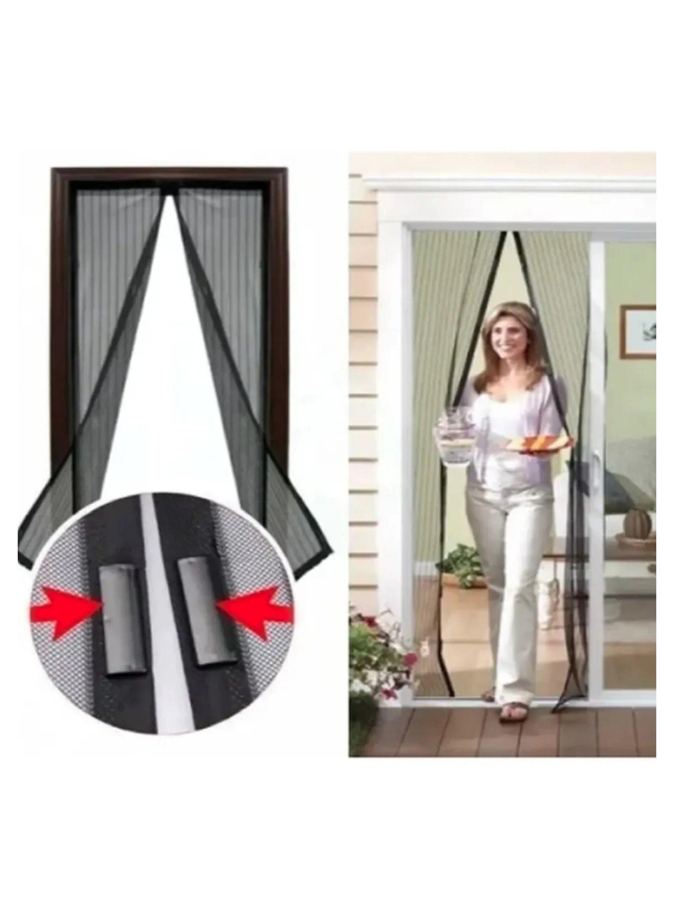 Cortina Mosquitera Magnética para Puertas Negra Rectangular-0