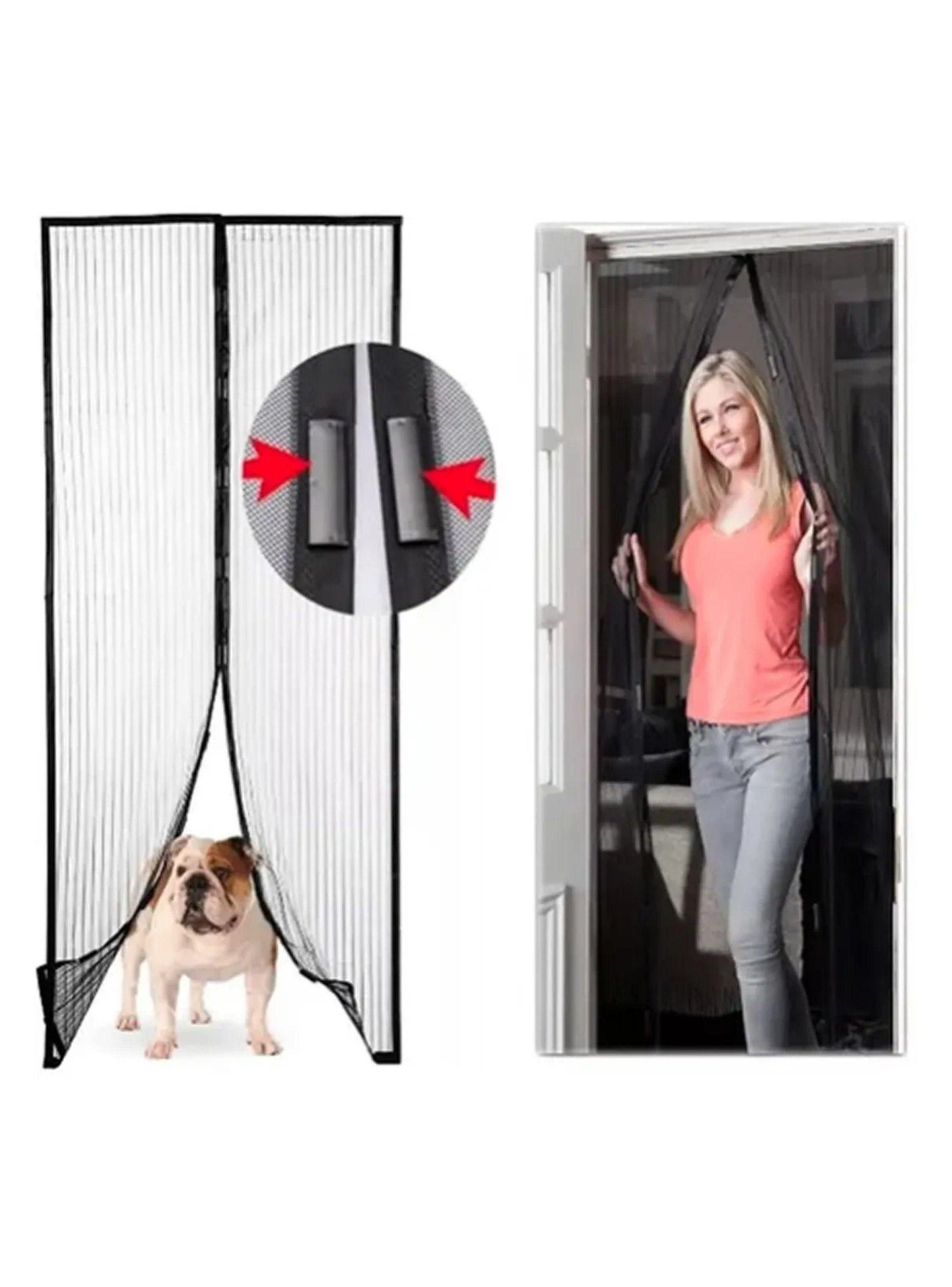 Cortina Mosquitera Magnética para Puertas Negra Rectangular-2