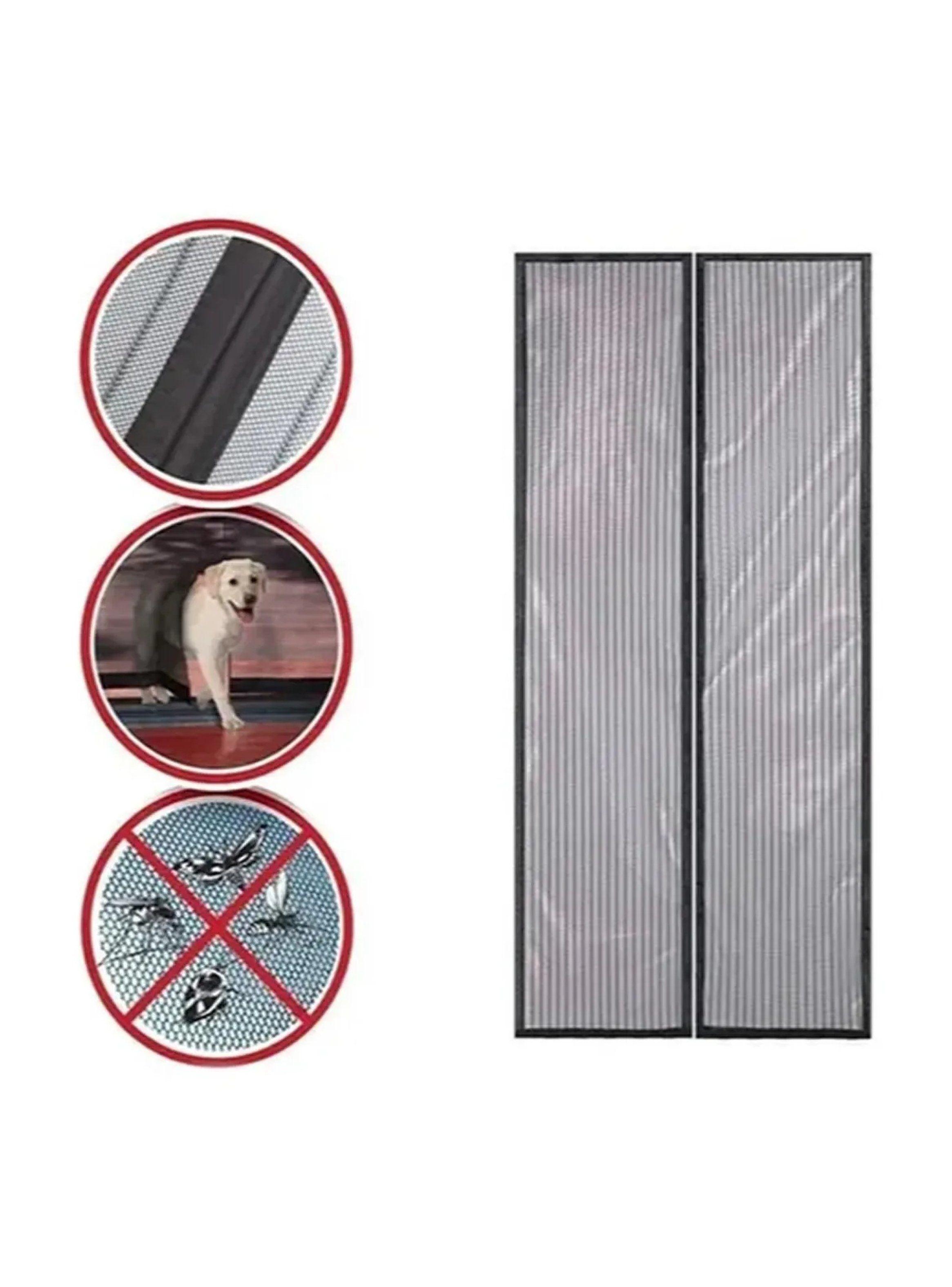 Cortina Mosquitera Magnética para Puertas Negra Rectangular-3