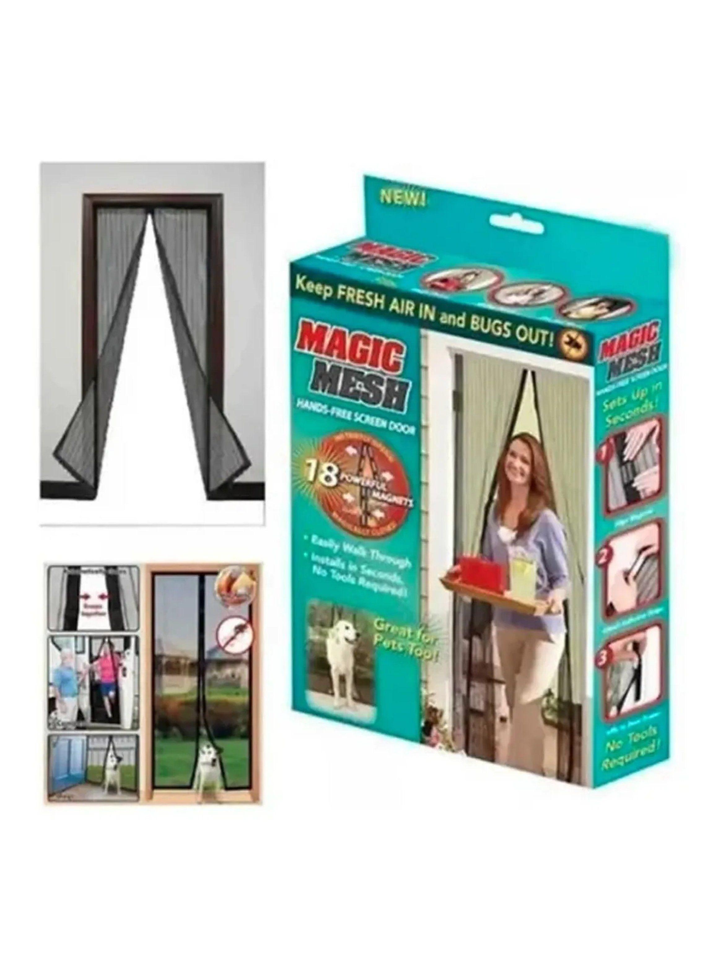 Cortina Mosquitera Magnética para Puertas Negra Rectangular-4