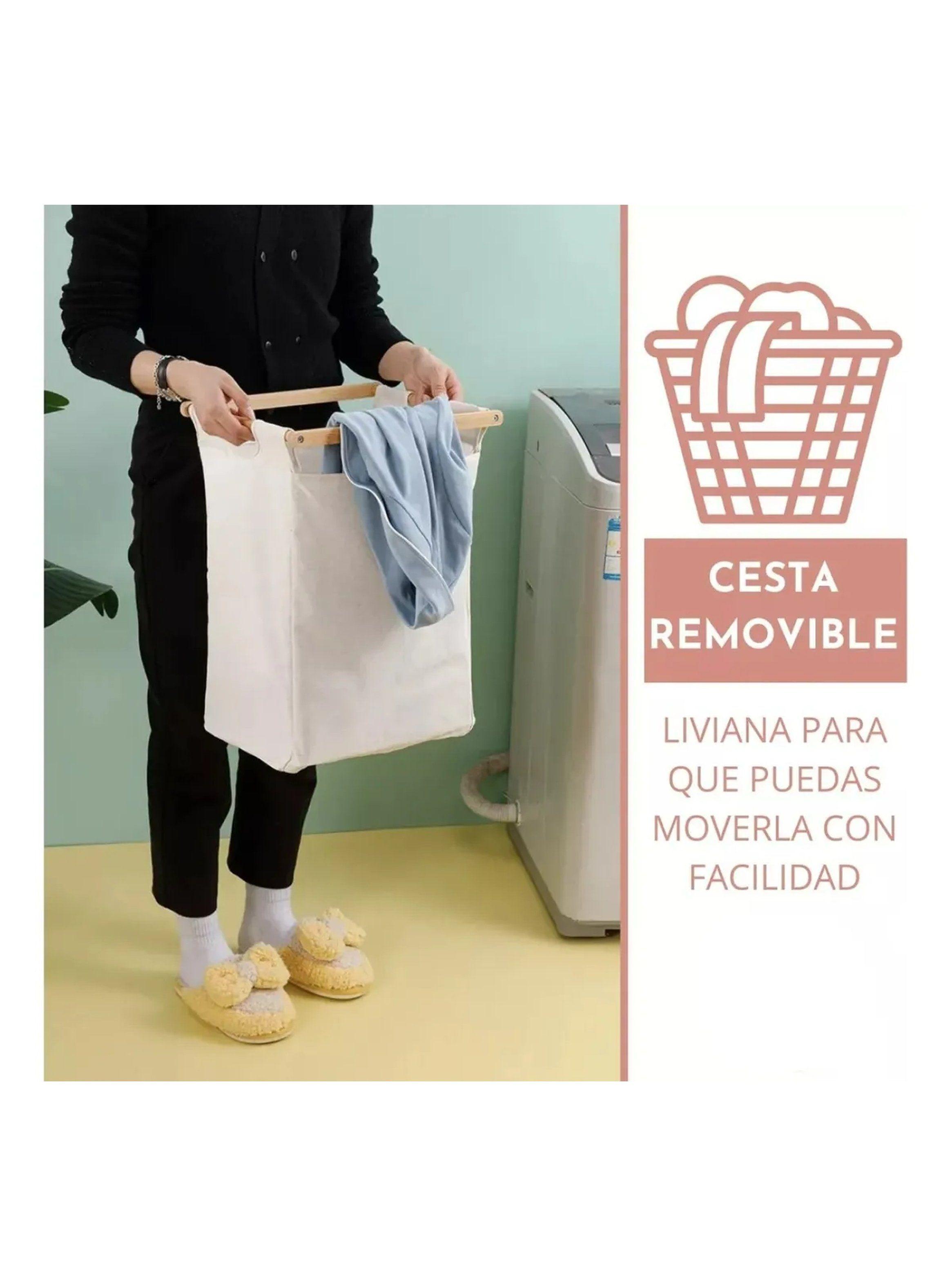 Organizador de Ropa Bambú con Bolsas de Tela Resistente a la Humedad-3