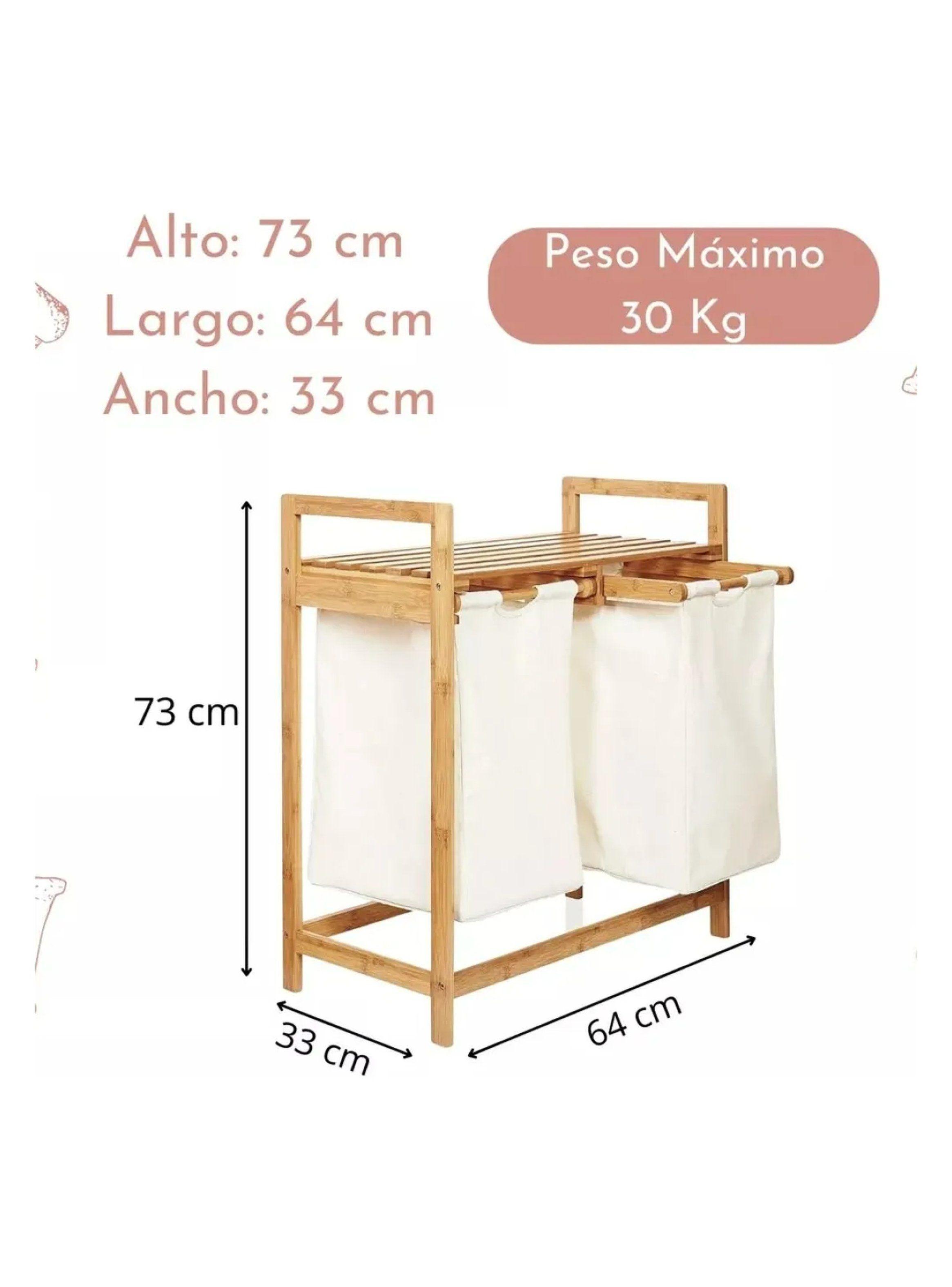 Organizador de Ropa Bambú con Bolsas de Tela Resistente a la Humedad-5