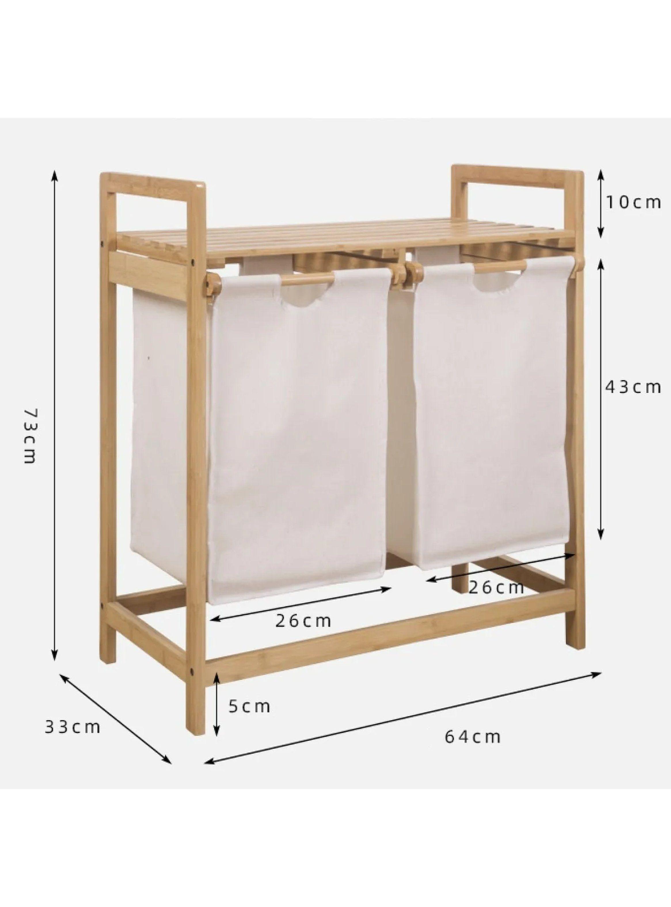 Organizador de Ropa Bambú con Bolsas de Tela Resistente a la Humedad-6