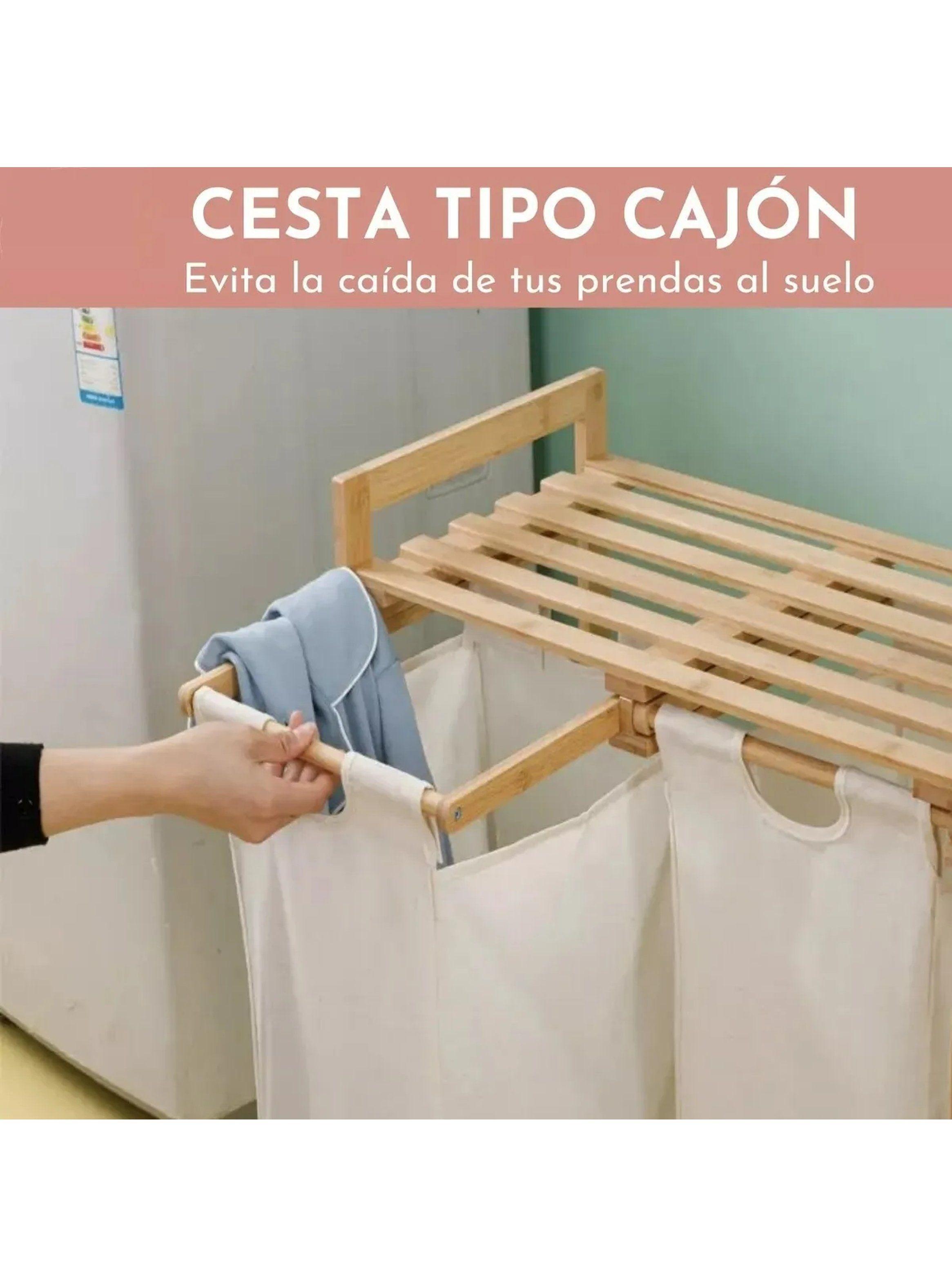 Organizador de Ropa Bambú con Bolsas de Tela Resistente a la Humedad-7