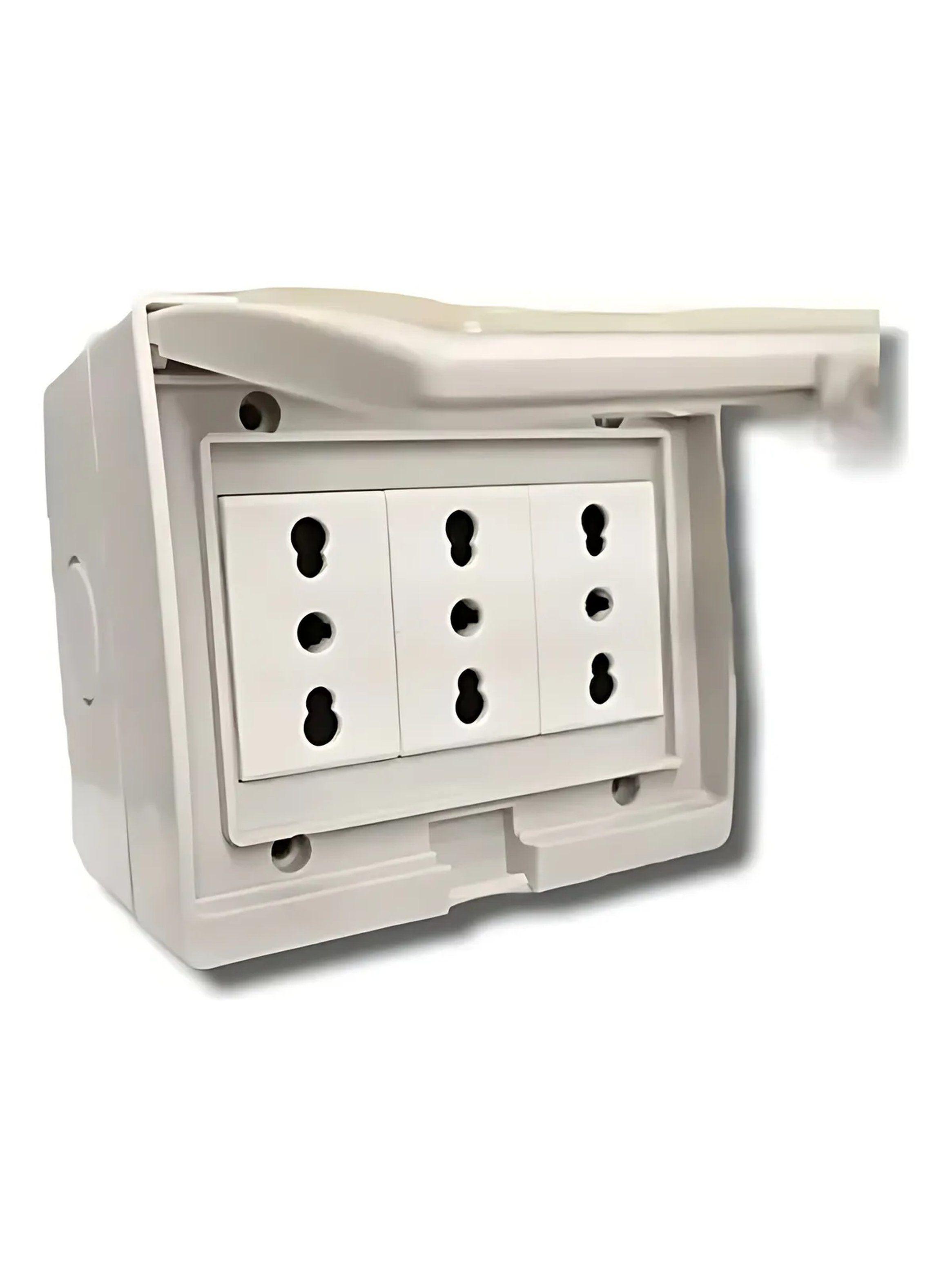 Caja de Toma Corriente Exterior 3 Módulos IP55 Blanco-2