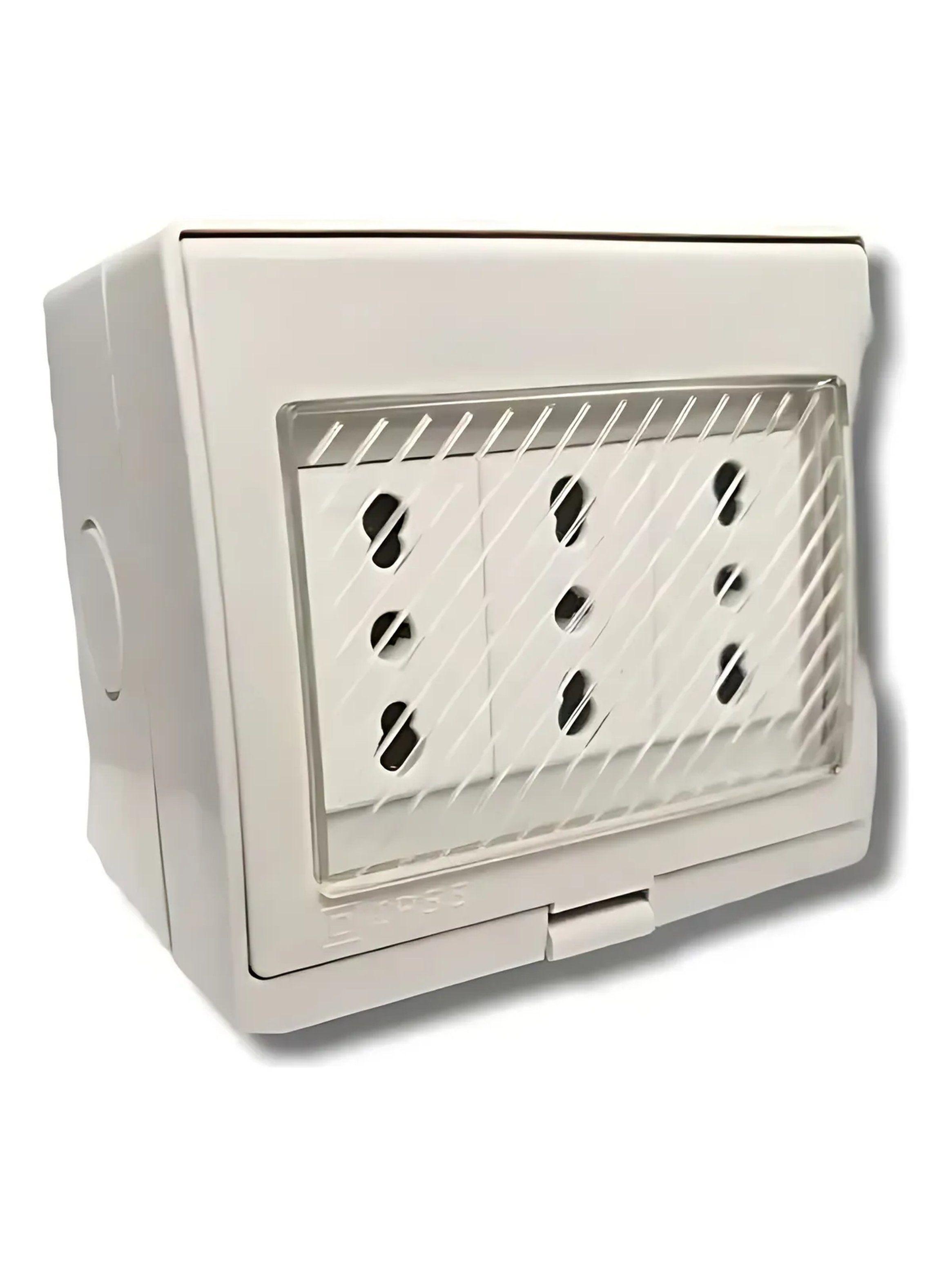 Caja de Toma Corriente Exterior 3 Módulos IP55 Blanco-3