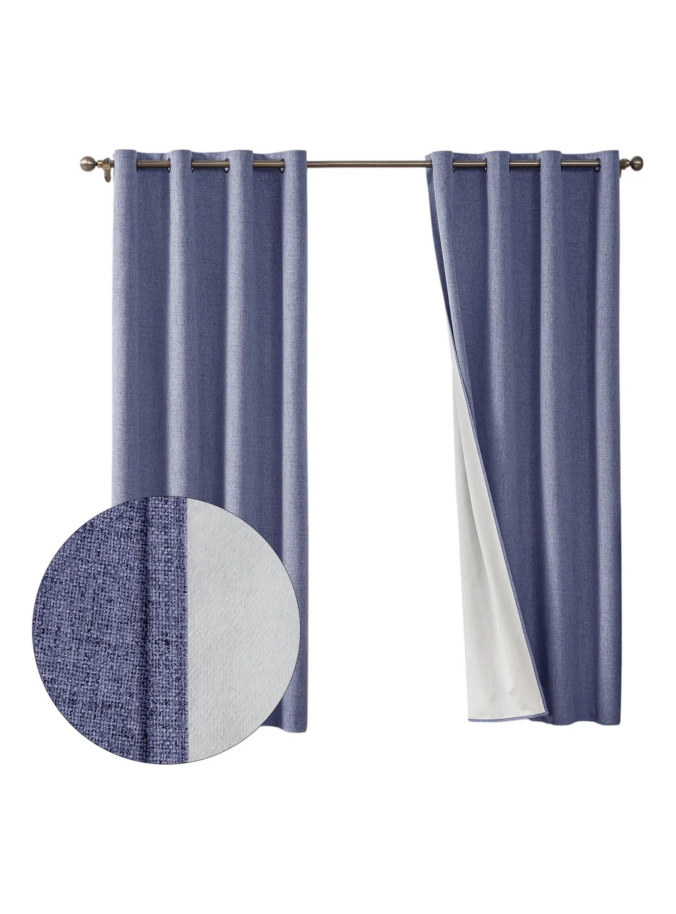 Cortinas Blackout Térmicas Color Azul Con Ojales-0