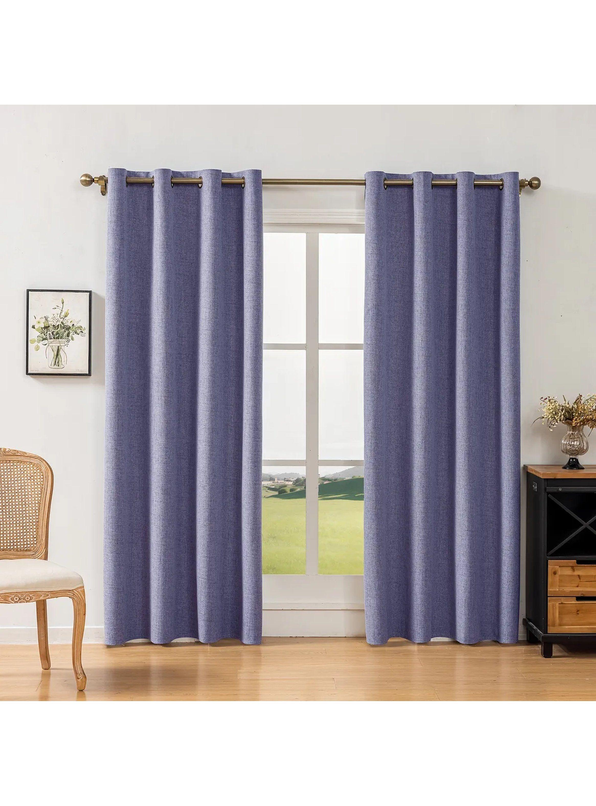 Cortinas Blackout Térmicas Color Azul Con Ojales-1