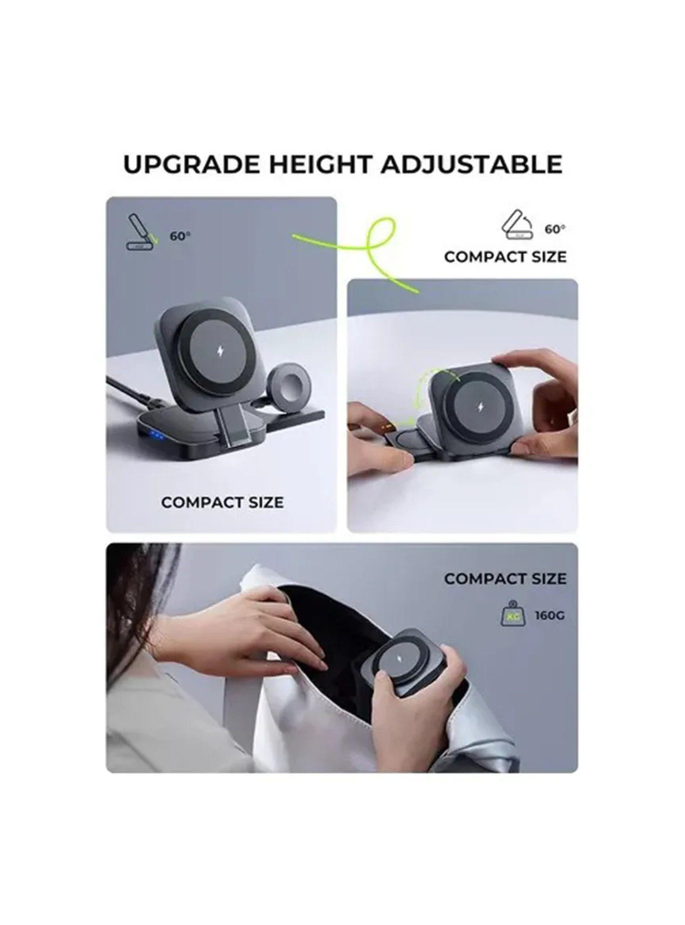 Cargador Inalámbrico 3 En 1 Ajustable Plegable Compatible Con Dispositivos Qi -1