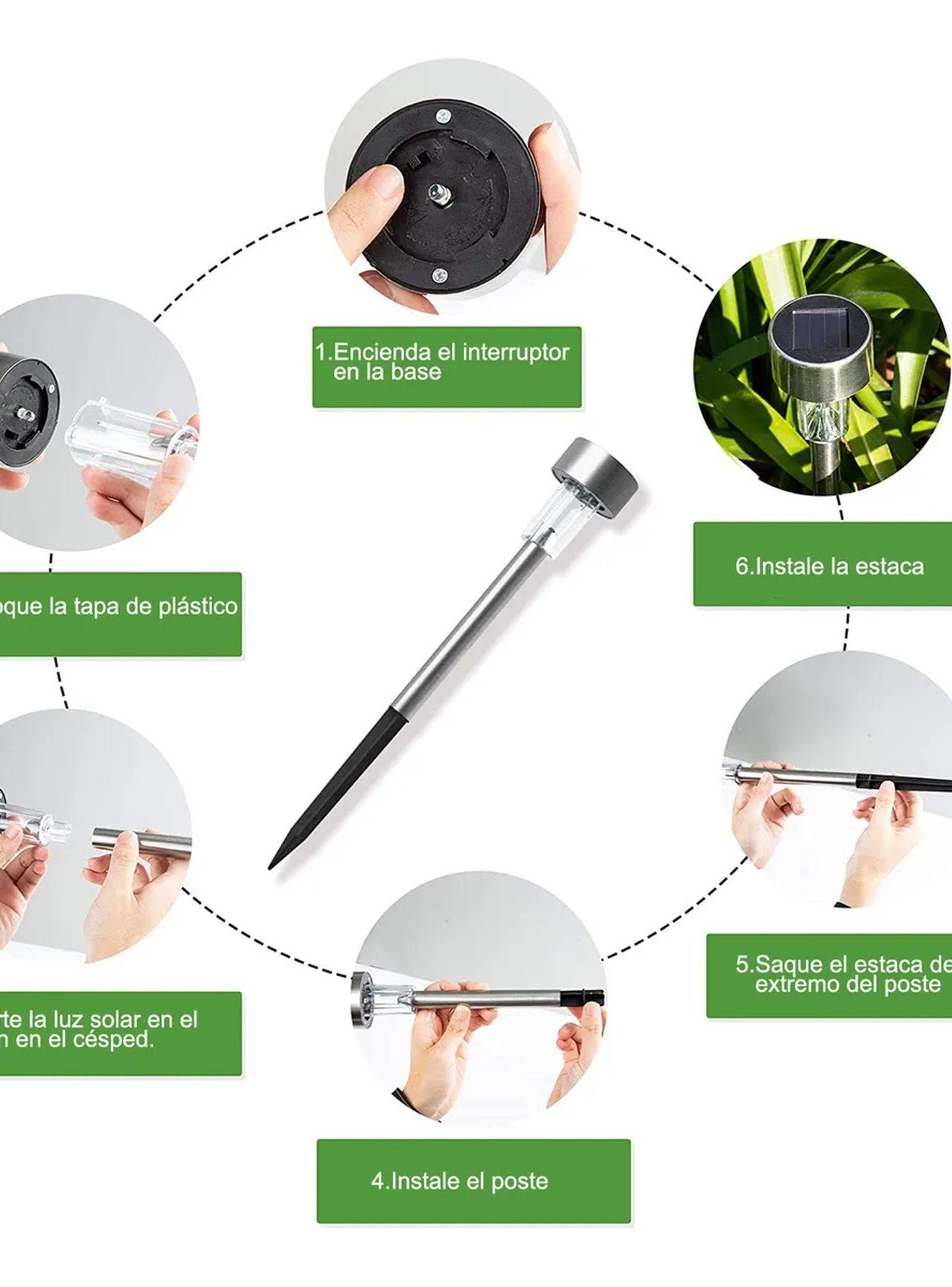 Lámparas Solares LED Exterior Impermeables Acero Inoxidable-3