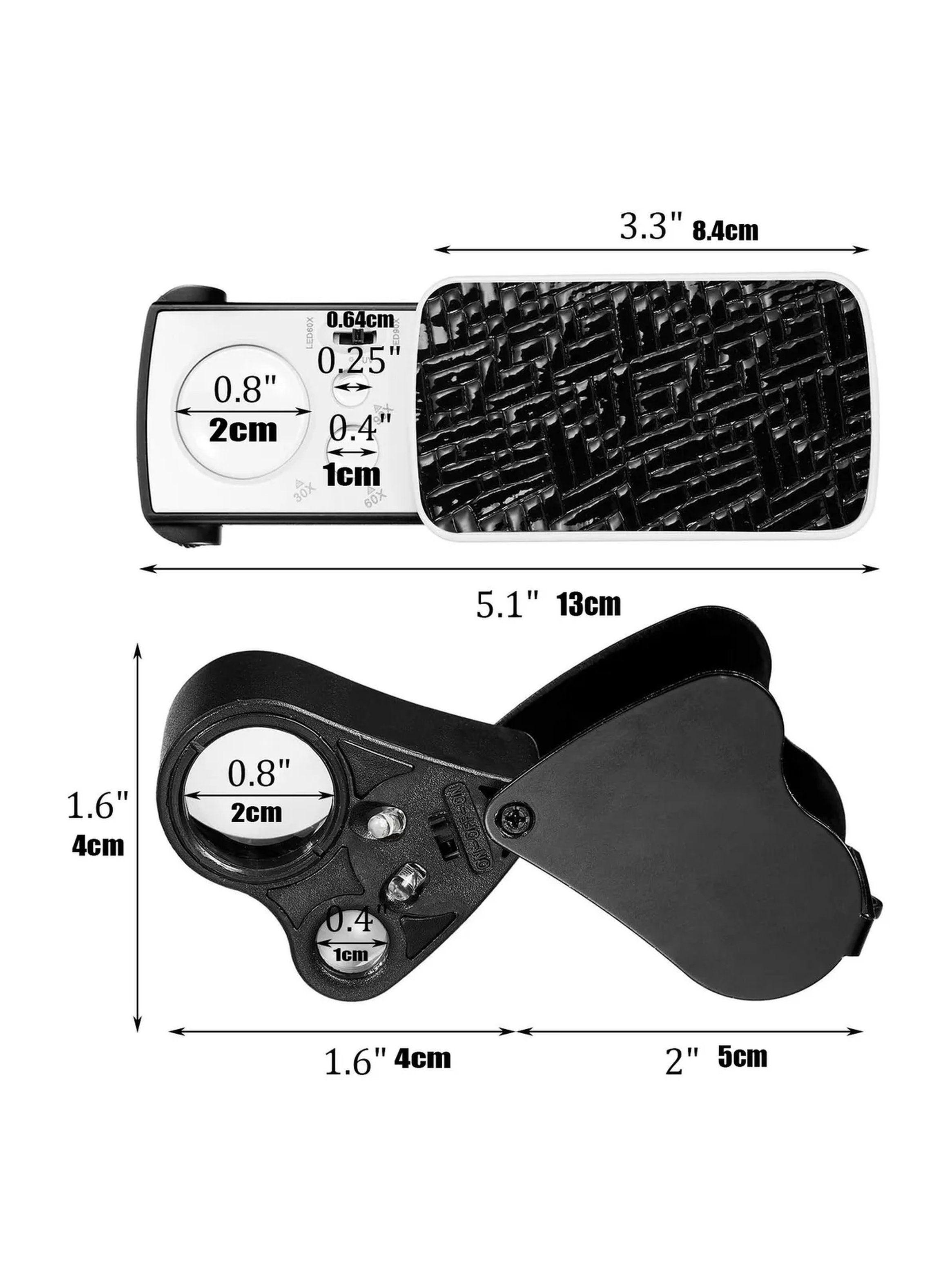 Lupa Plegable con Luz LED 30X 60X Negro-1