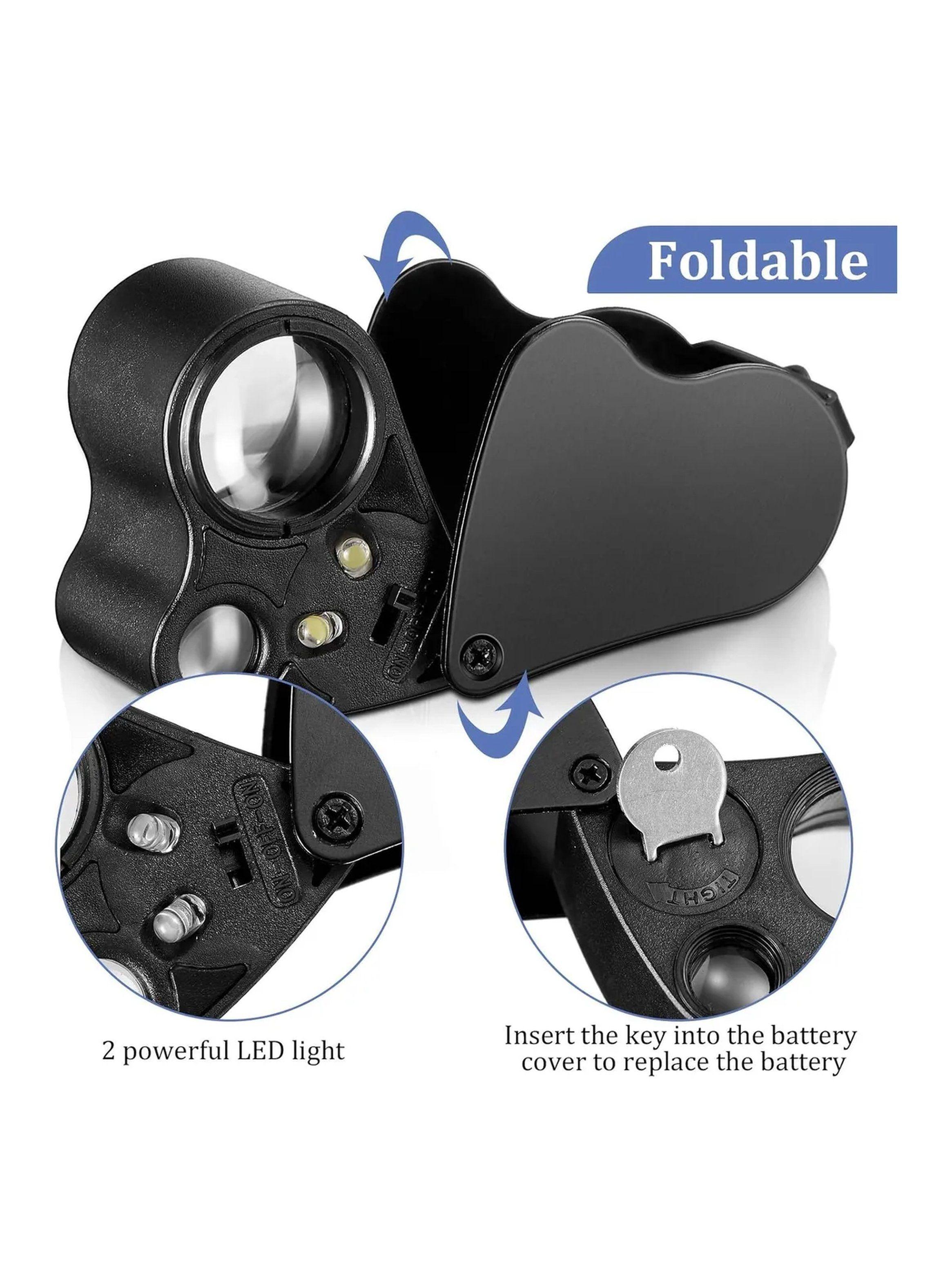 Lupa Plegable con Luz LED 30X 60X Negro-2