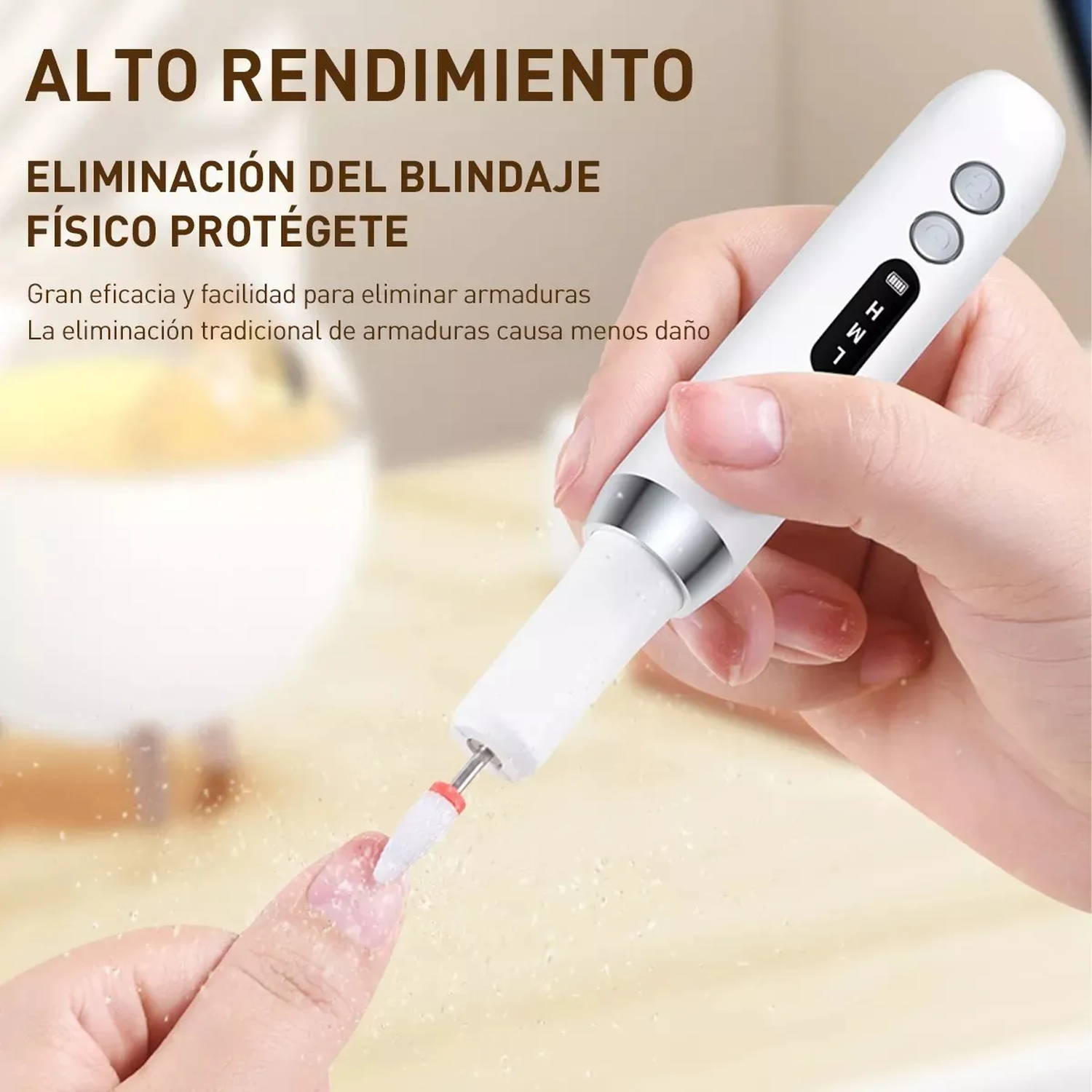 Lima Eléctrica de Uñas Reutilizable Portátil Multifunción Blanca-1