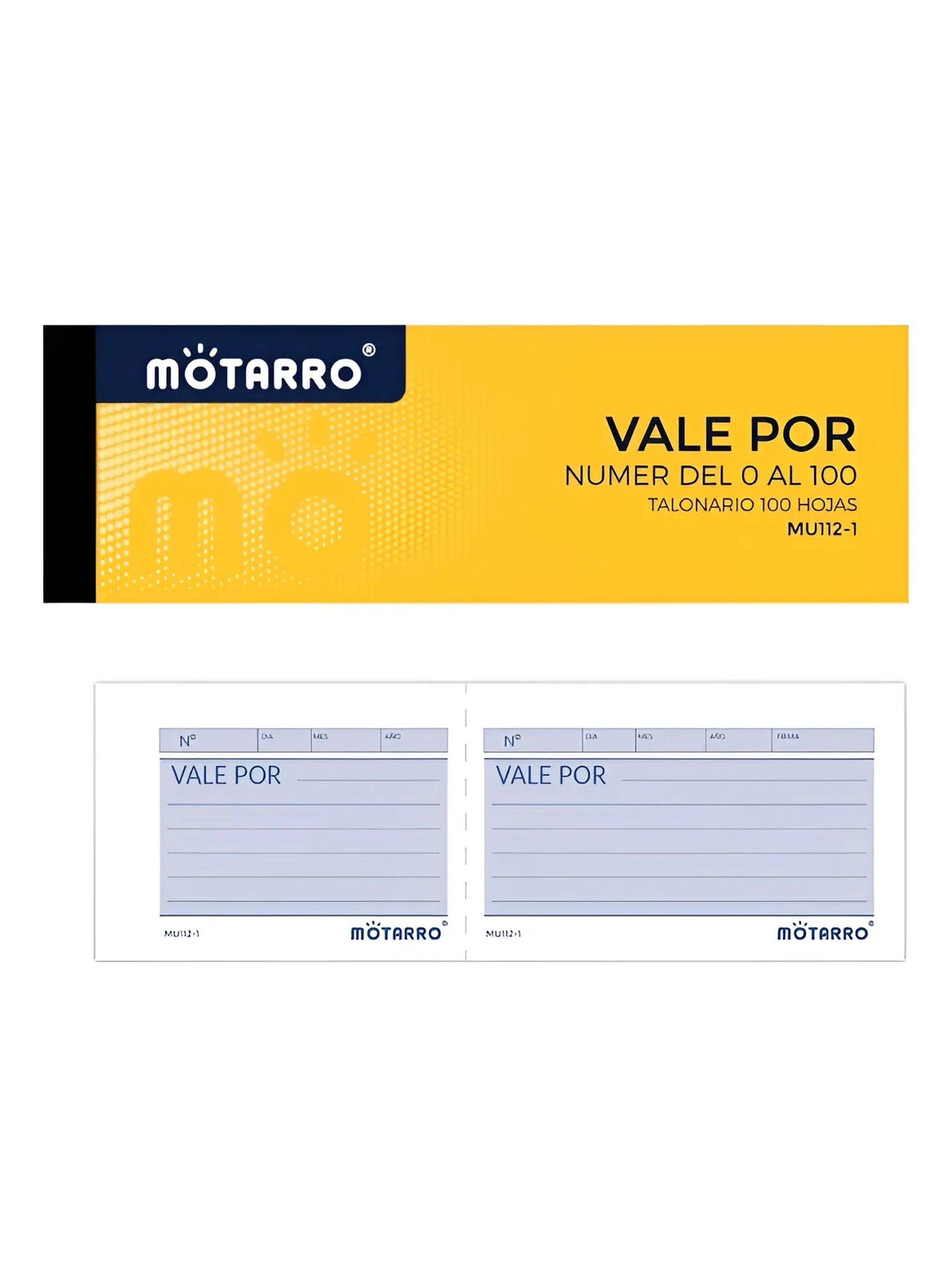 Talonario Vale Por 100 Hojas Numerado 0 Al 100-0