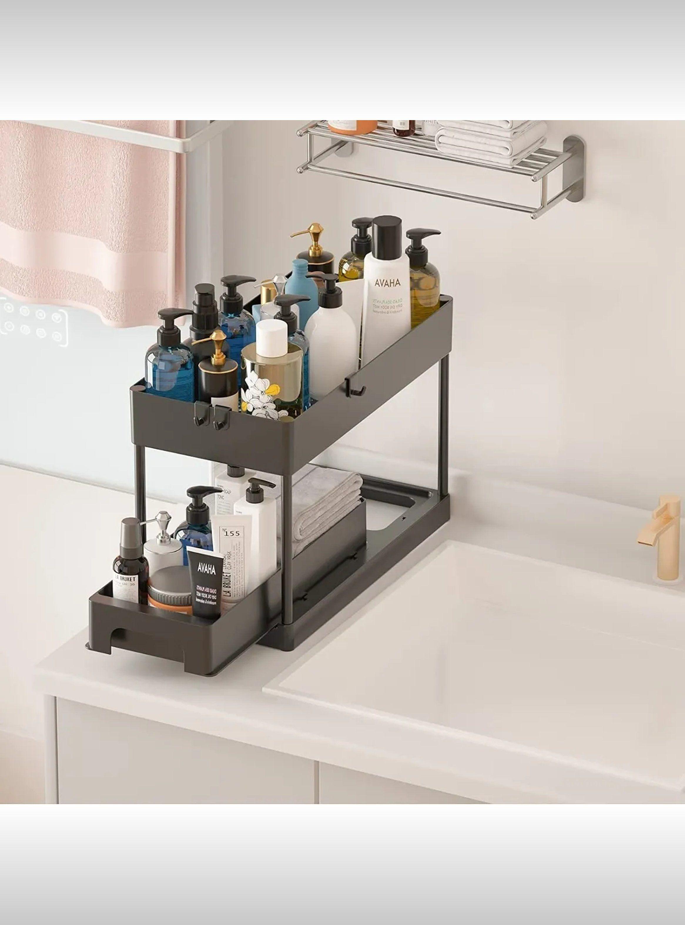 Organizador De Estantes Apilable Metálico Negro Multiusos 2 Niveles-4