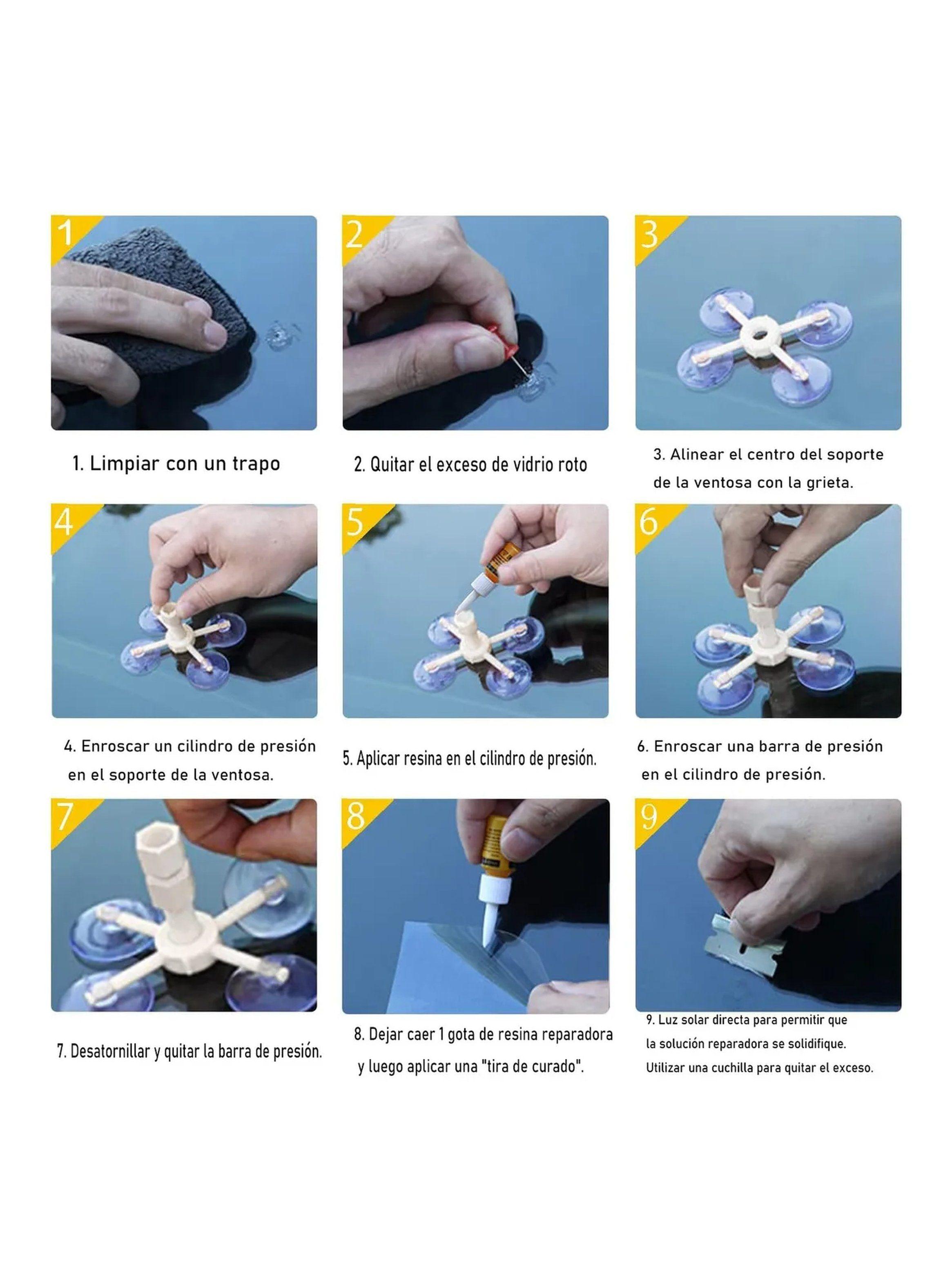 Kit de Reparación de Parabrisas Daños Menores Plexiglass Automóviles-2