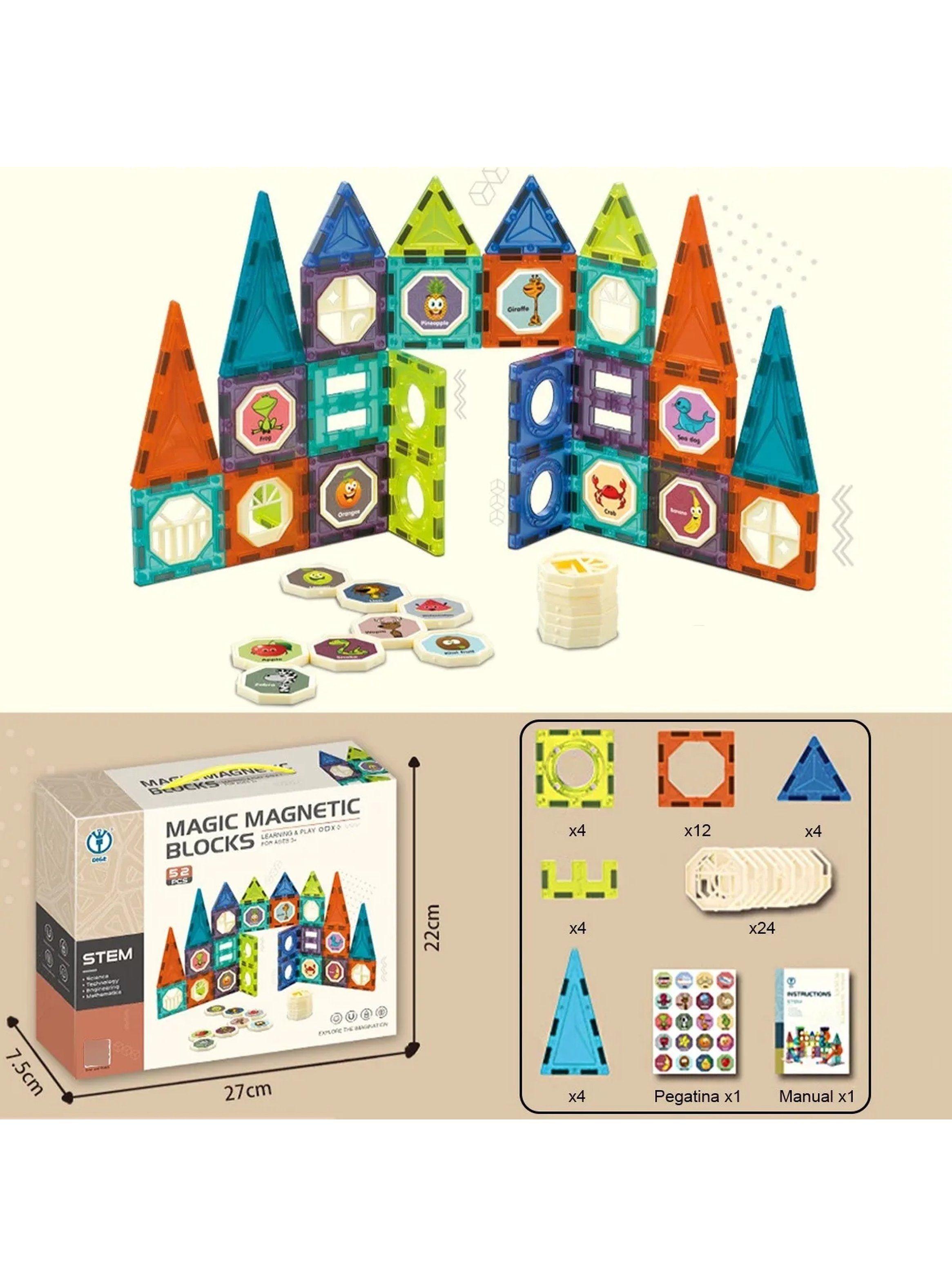 Bloques Magnéticos Educativos Multicolor Plástico ABS Imantados-3