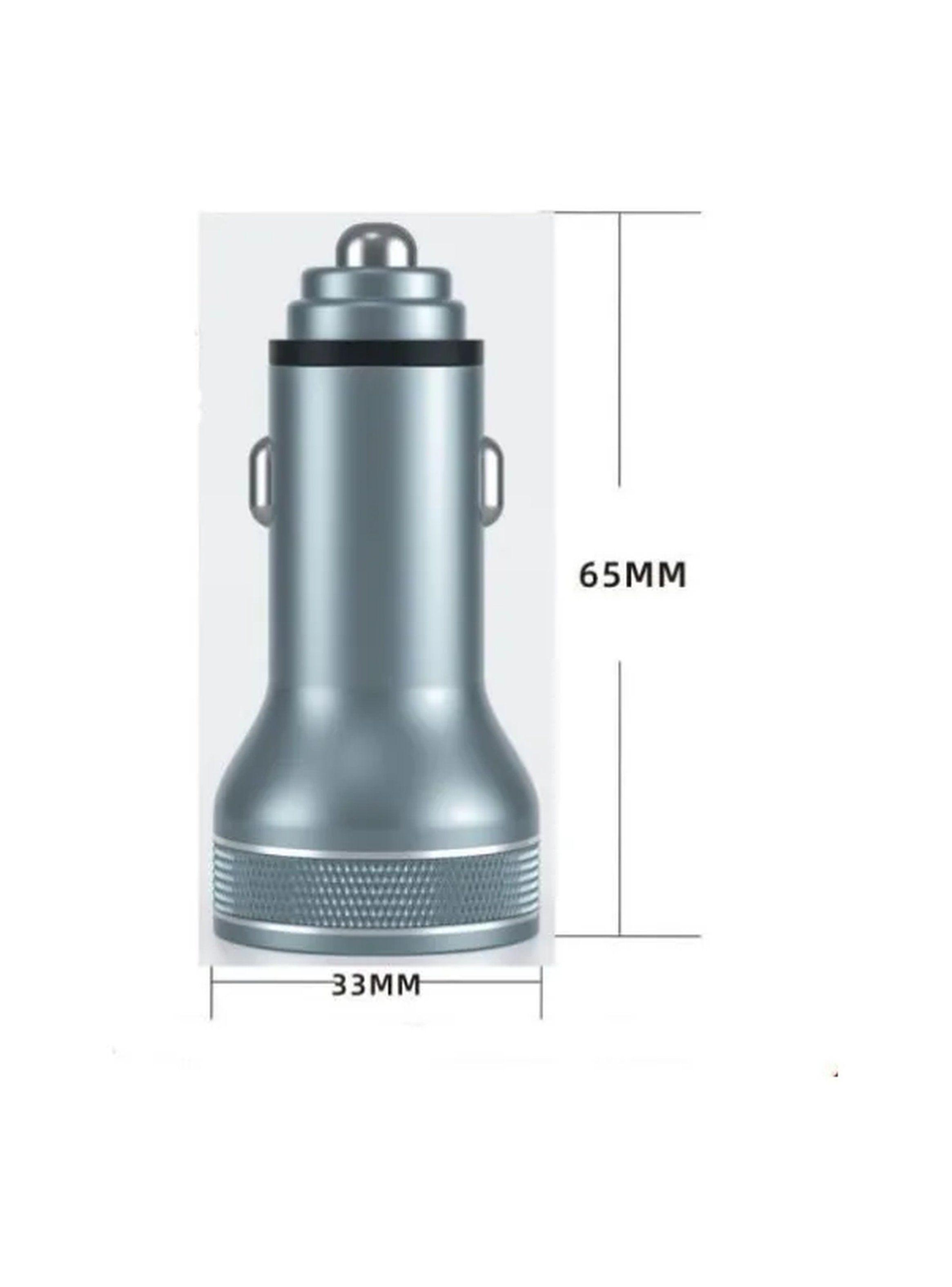 Cargador de Auto USB Dual de Carga Rápida Pantalla LED Plata-5